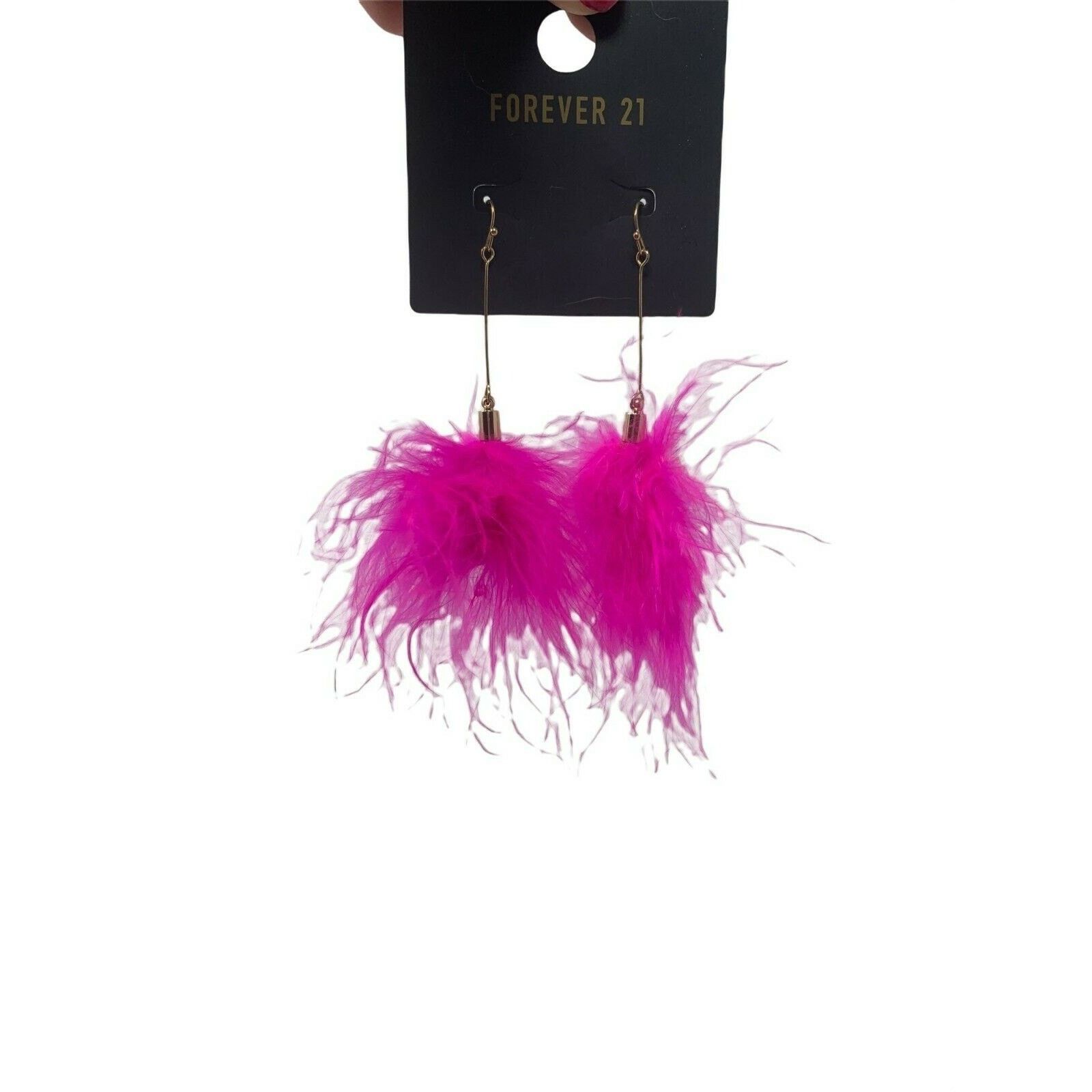 Forever 21 Forever 21 pink fluffy trendy dangle earrings 5" Size ONE SIZE - 4 Thumbnail