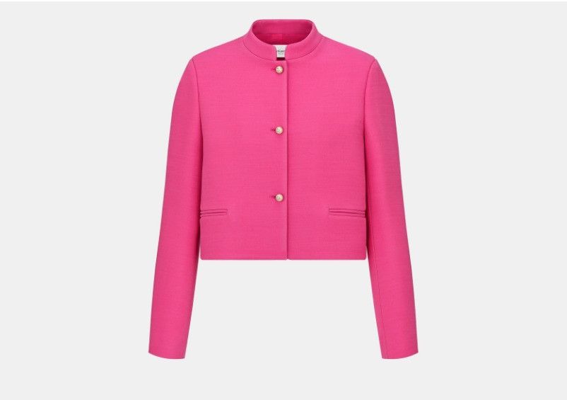 Dior o1w1db10325 411V66 Cropped Jacket in Passion Pink Size M / US 6-8 / IT 42-44 - 1 Thumbnail