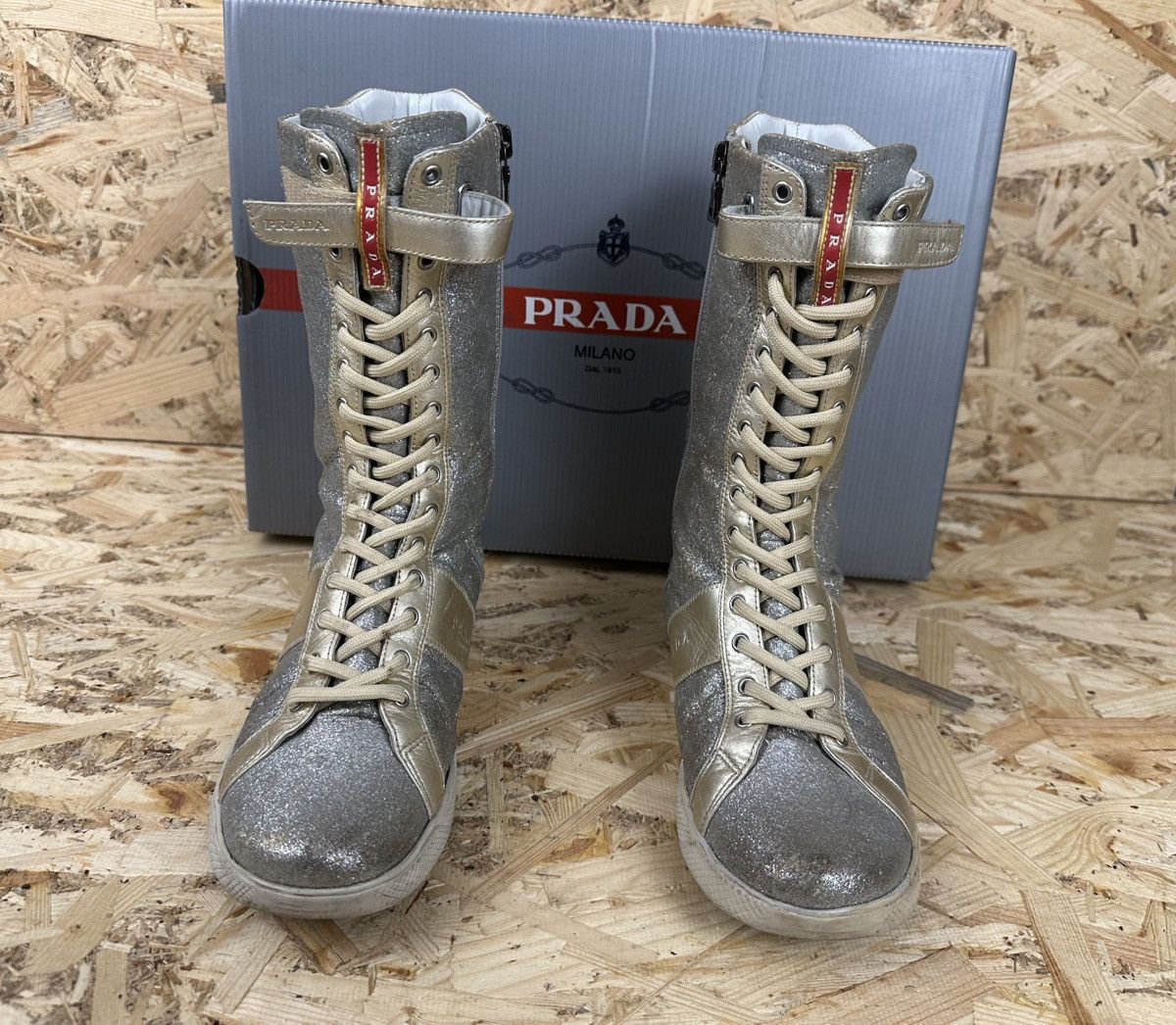 Prada Prada boits size 6,5 US gold Size US 6.5 / IT 36.5 - 1 Thumbnail