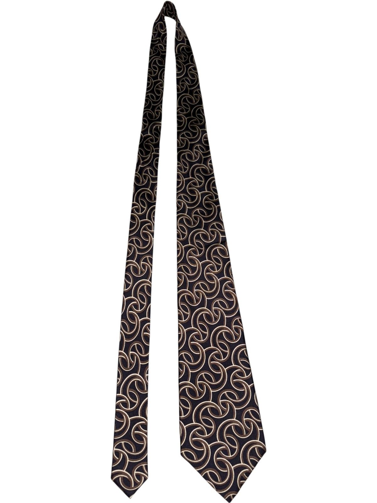Yves Saint Laurent YSL Rive Gauche Silk Tie Vintage Y2k 90s pattern brown beige Size ONE SIZE - 2 Thumbnail