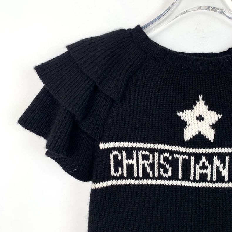 Dior Dior Size 34 23 black logo letter jacquard cashmere ruffle Size US XXS / EU 40 - 3 Thumbnail