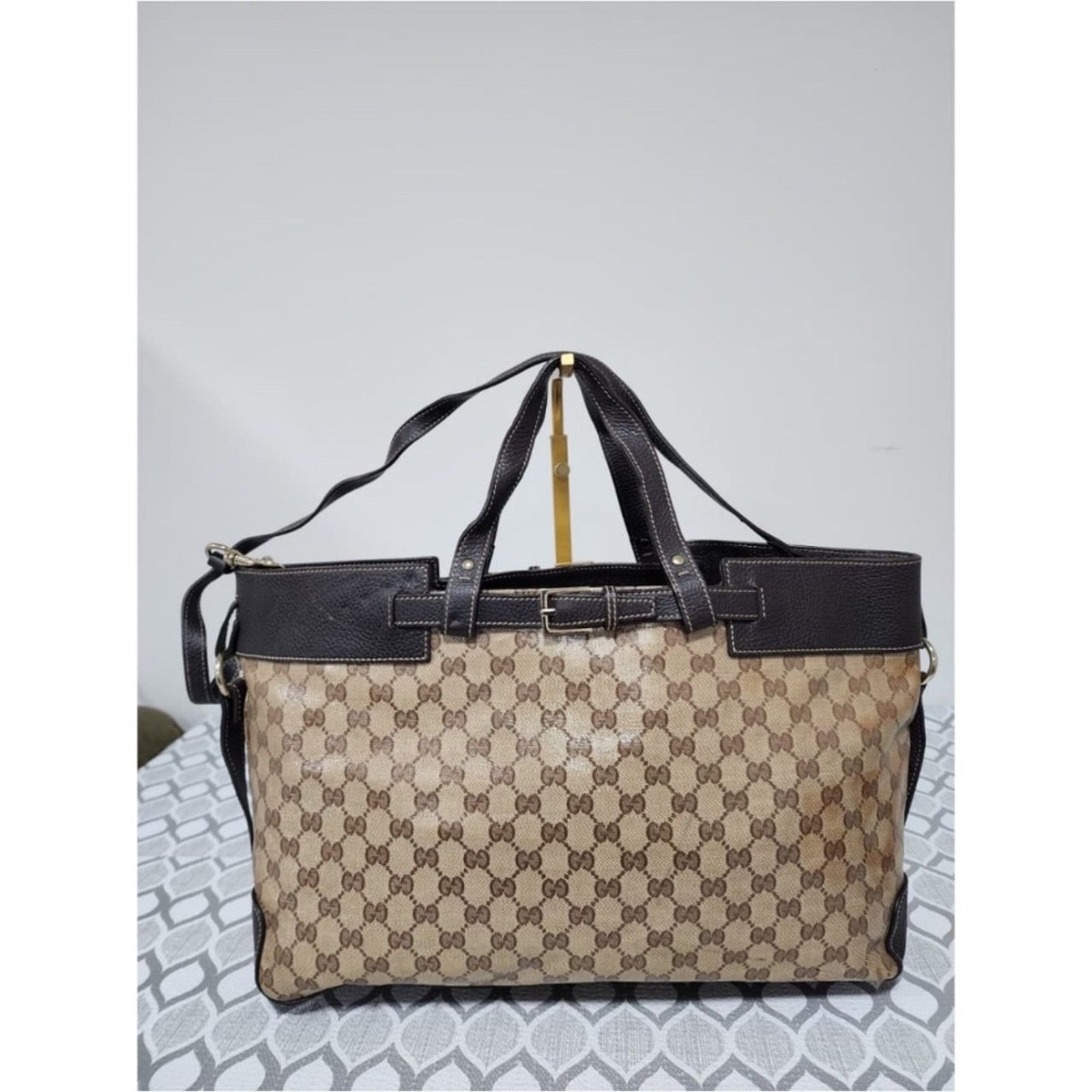 Gucci Authentic Gucci GG Canvas/Leather Belt Tote Bag Brown/Beige Size ONE SIZE - 1 Thumbnail