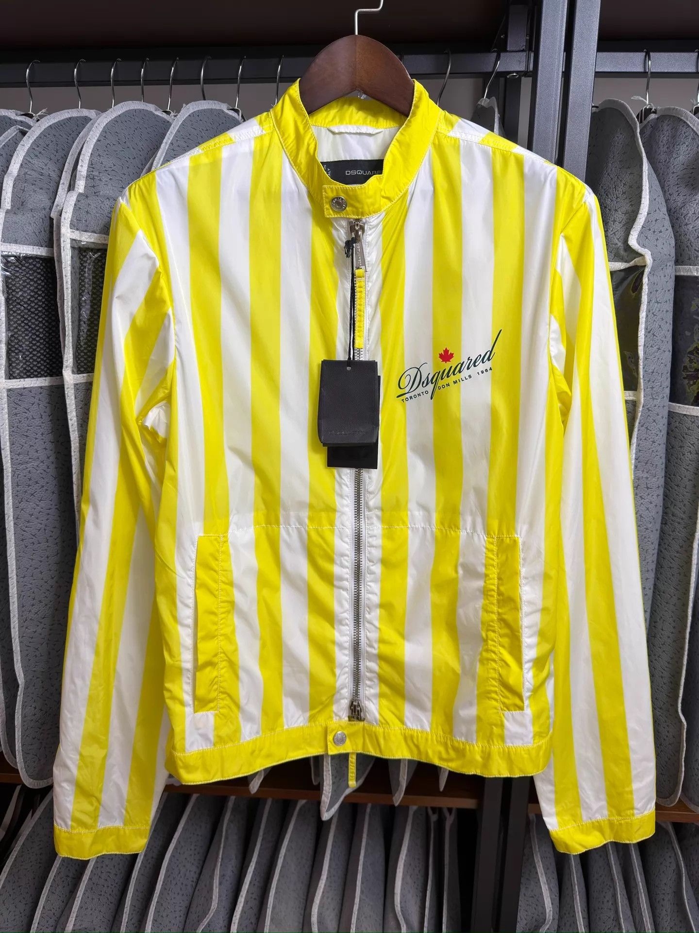 Dsquared2 Dsquared2 D2 Nylon Striped Jacket Yellow/White 46-50 Size US M / EU 48-50 / 2 - 1 Thumbnail