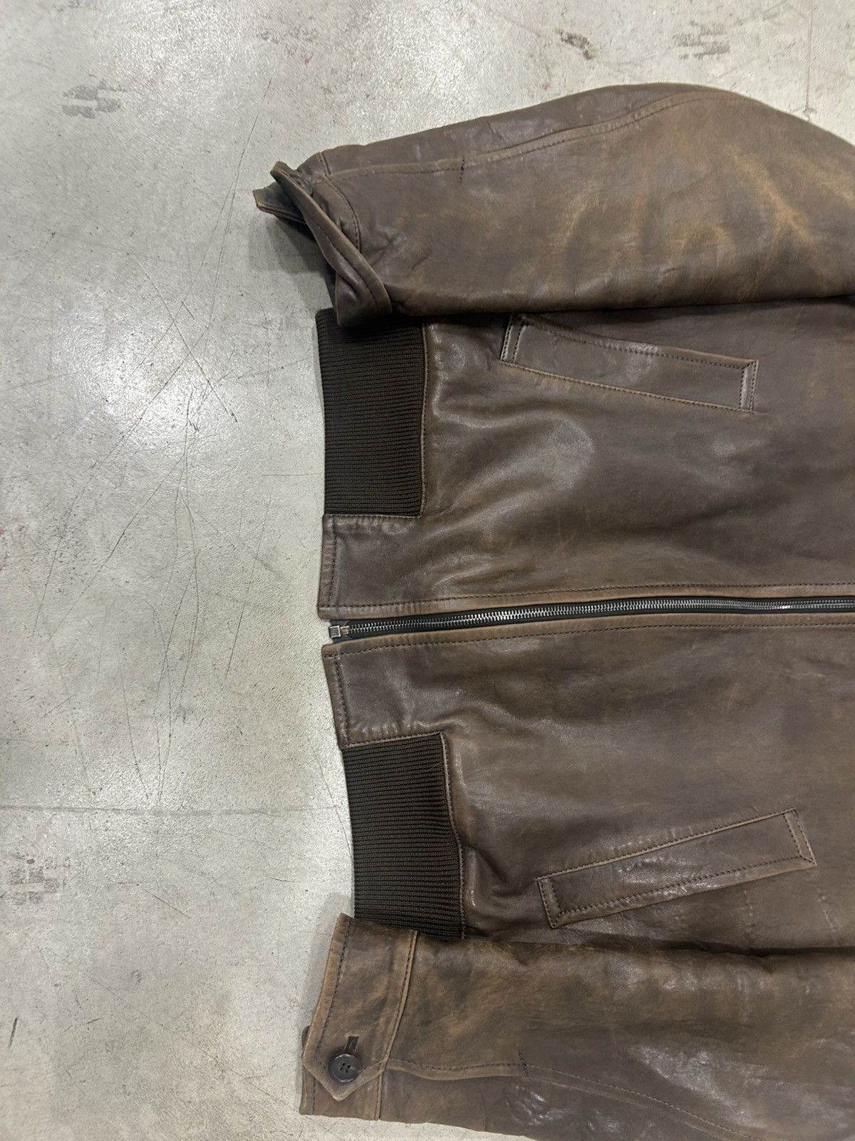 Prada Prada Brown Racer Leather Bomber / Jacket [Used - Size 46] Size US L / EU 52-54 / 3 - 3 Thumbnail