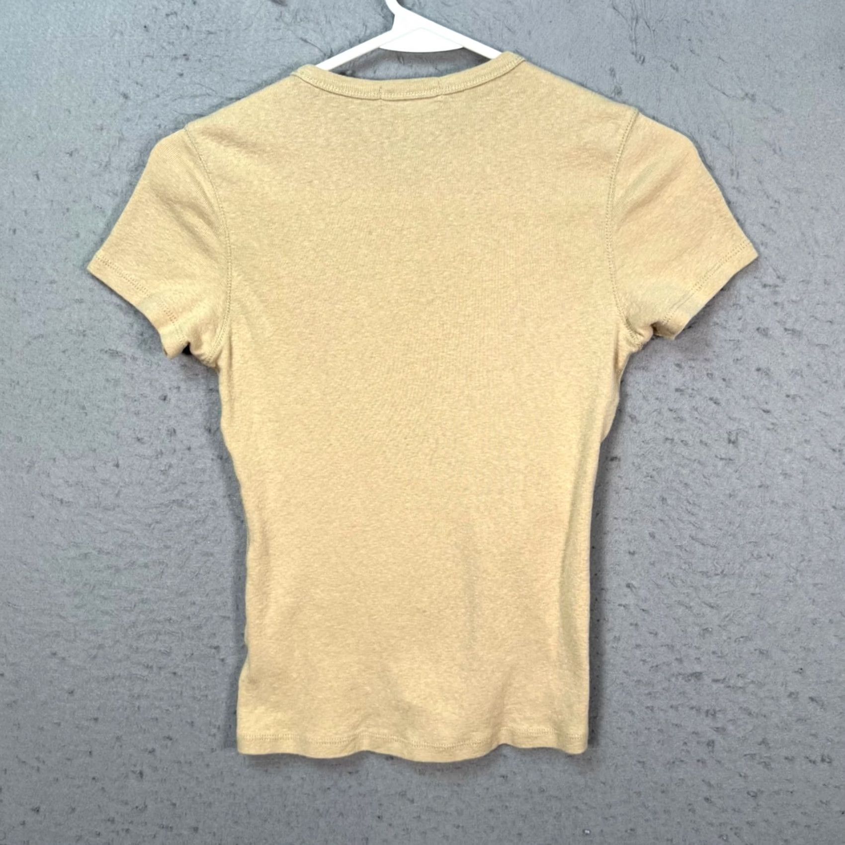 Buck Mason Buck Mason Womens Small Beige Crewneck T-Shirt Recycled Cotton Blend Shirt Short Sleeve Crew Neck Size S / US 4 / IT 40 - 2 Thumbnail