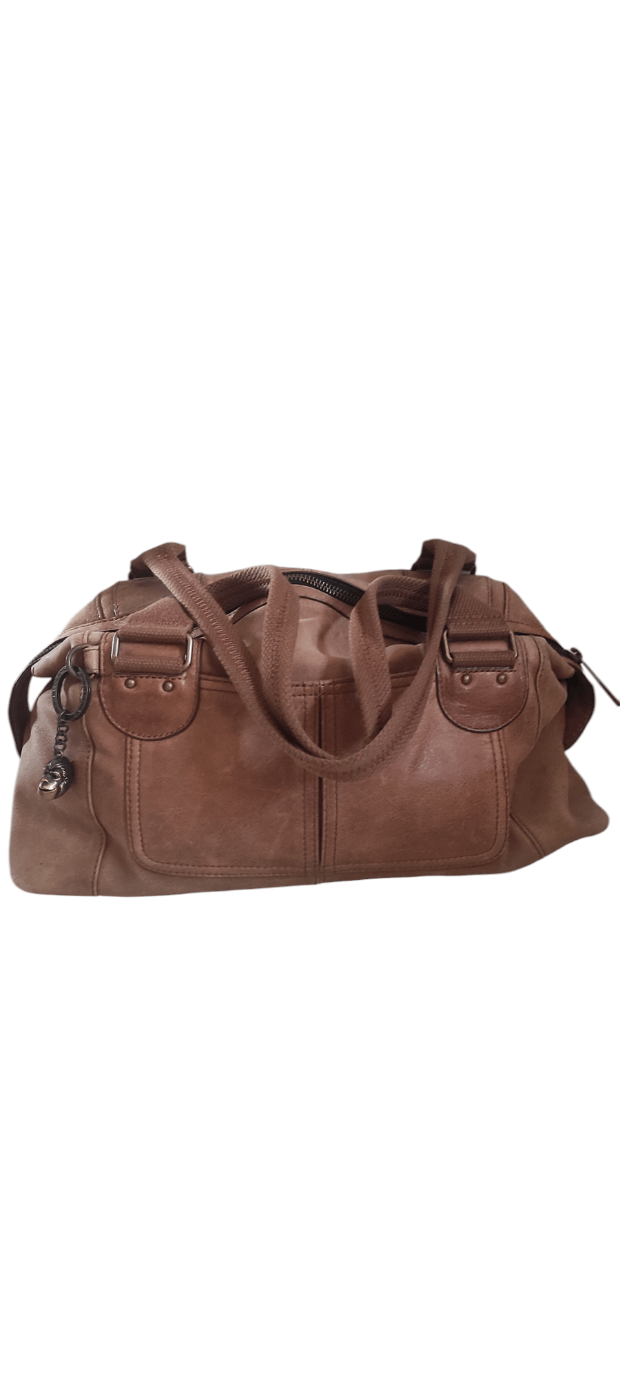Kipling Shoulder Bag Brown Leather Brass Monkey Zip Top