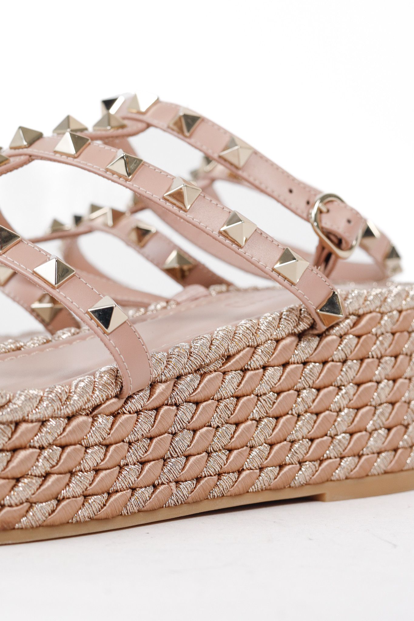 Valentino Valentino Garavani Rockstud Double Espadrille Wedge Sandals Size US 10.5 / IT 40.5 - 7 Thumbnail