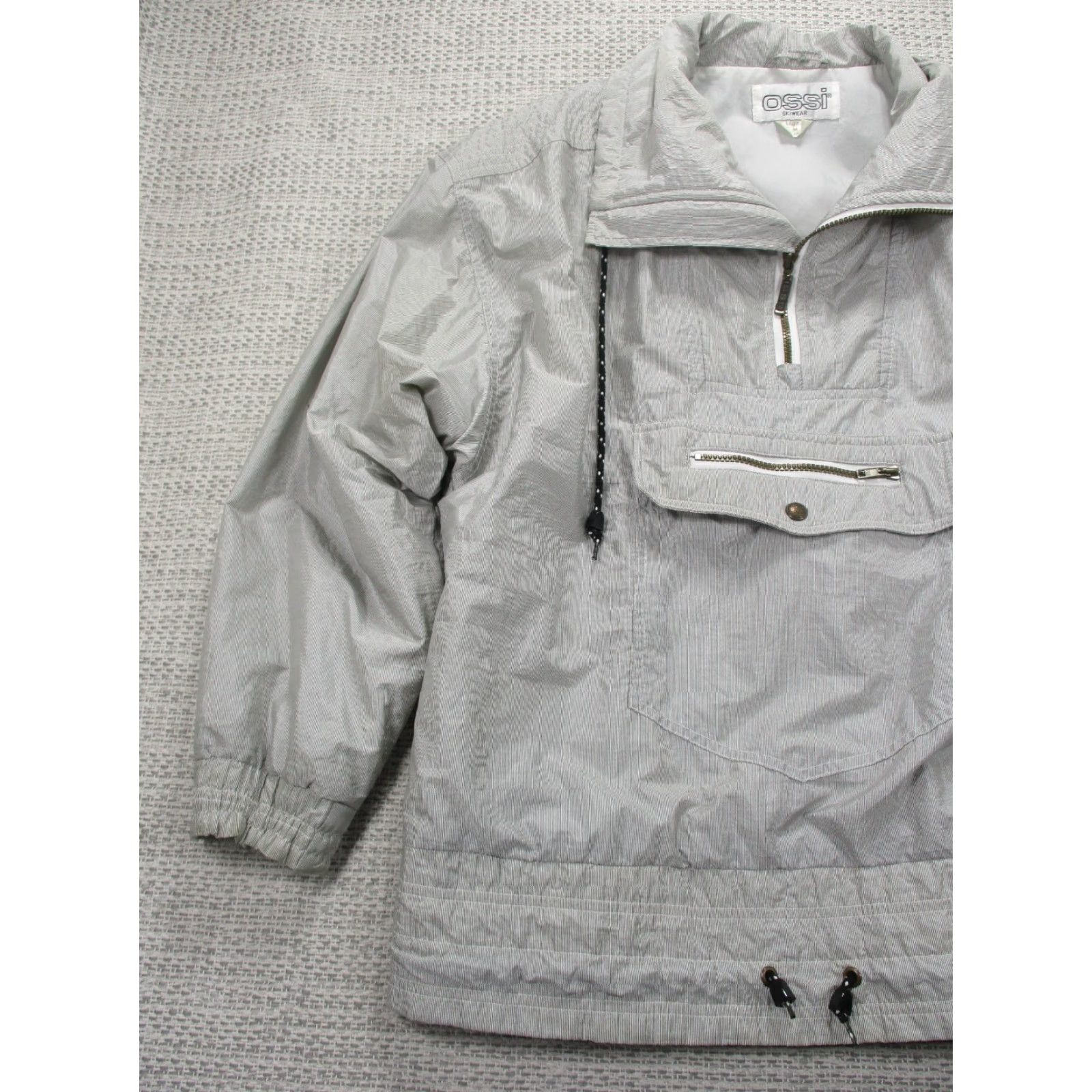 Vintage VINTAGE OSSI Skiwear Jacket Womens M Front Pouch Stand Up Collar Gray Striped 1/4 Zip Pocket Wind-Resistant Insulated Size M / US 6-8 / IT 42-44 - 3 Thumbnail
