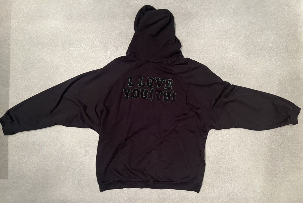 Raf Simons Raf Simons AW20/21 "I Love You(th)" Distressed Zip Up Hoodie Size US L / EU 52-54 / 3 - 2 Thumbnail