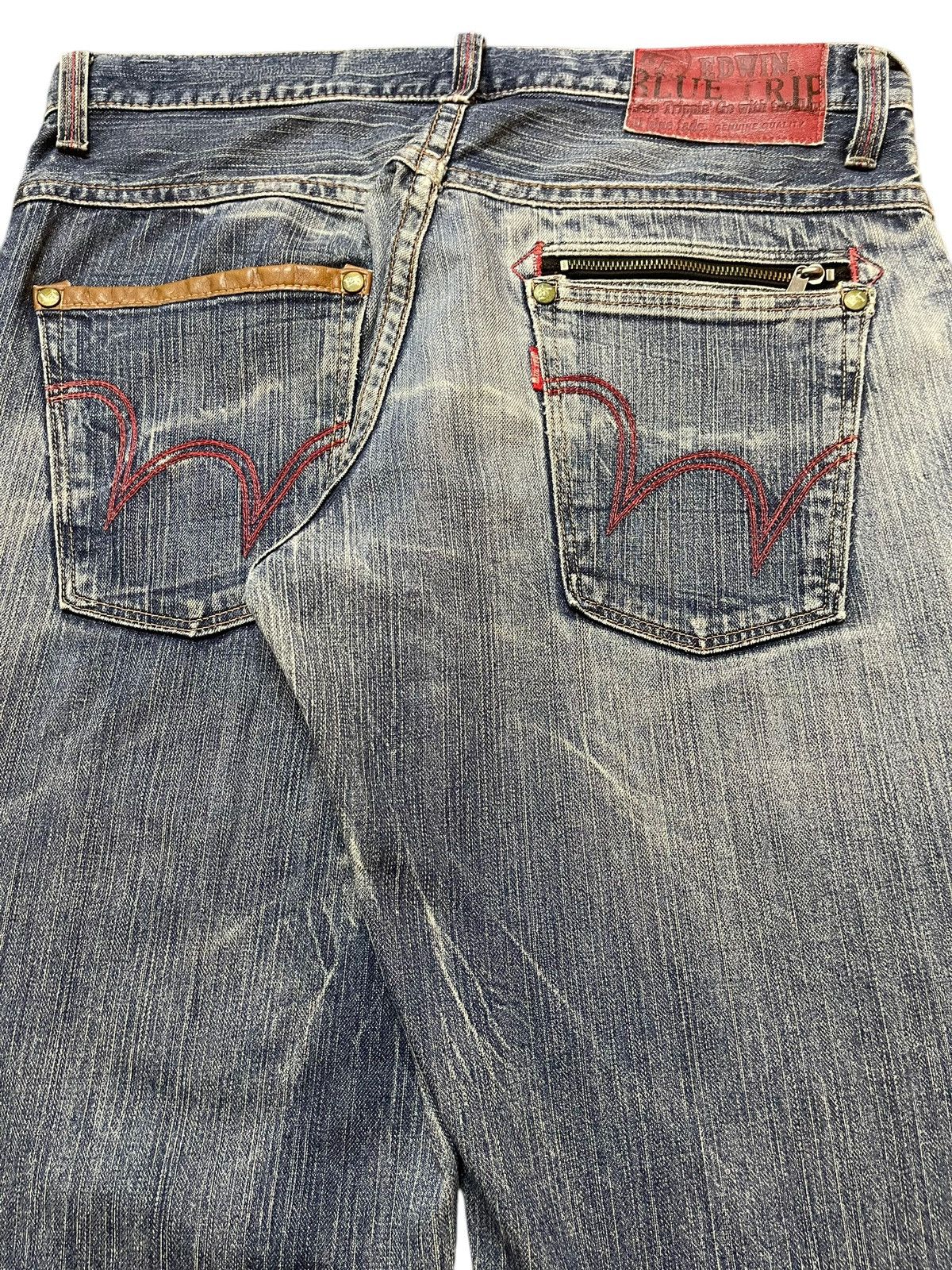 Edwin Vintage Edwin Blue Trip Faded Wash Distress Loose Jeans Size US 36 / EU 52 - 6 Thumbnail