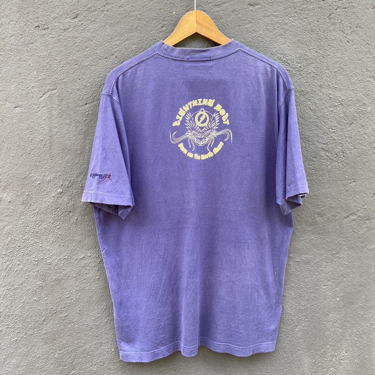 image of Lightning Bolt x Surf Style Thrashed Faded Vintage 90's Lighting Bolt Surf Brand Tee in Navy (Size 