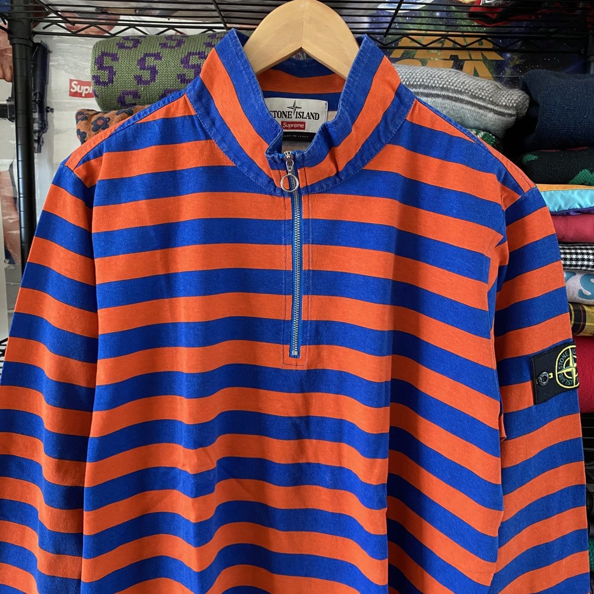 Stone Island × Supreme Supreme Stone Island Quarter Zip Longsleeve Top Orange 2016 Size US L / EU 52-54 / 3 - 2 Thumbnail