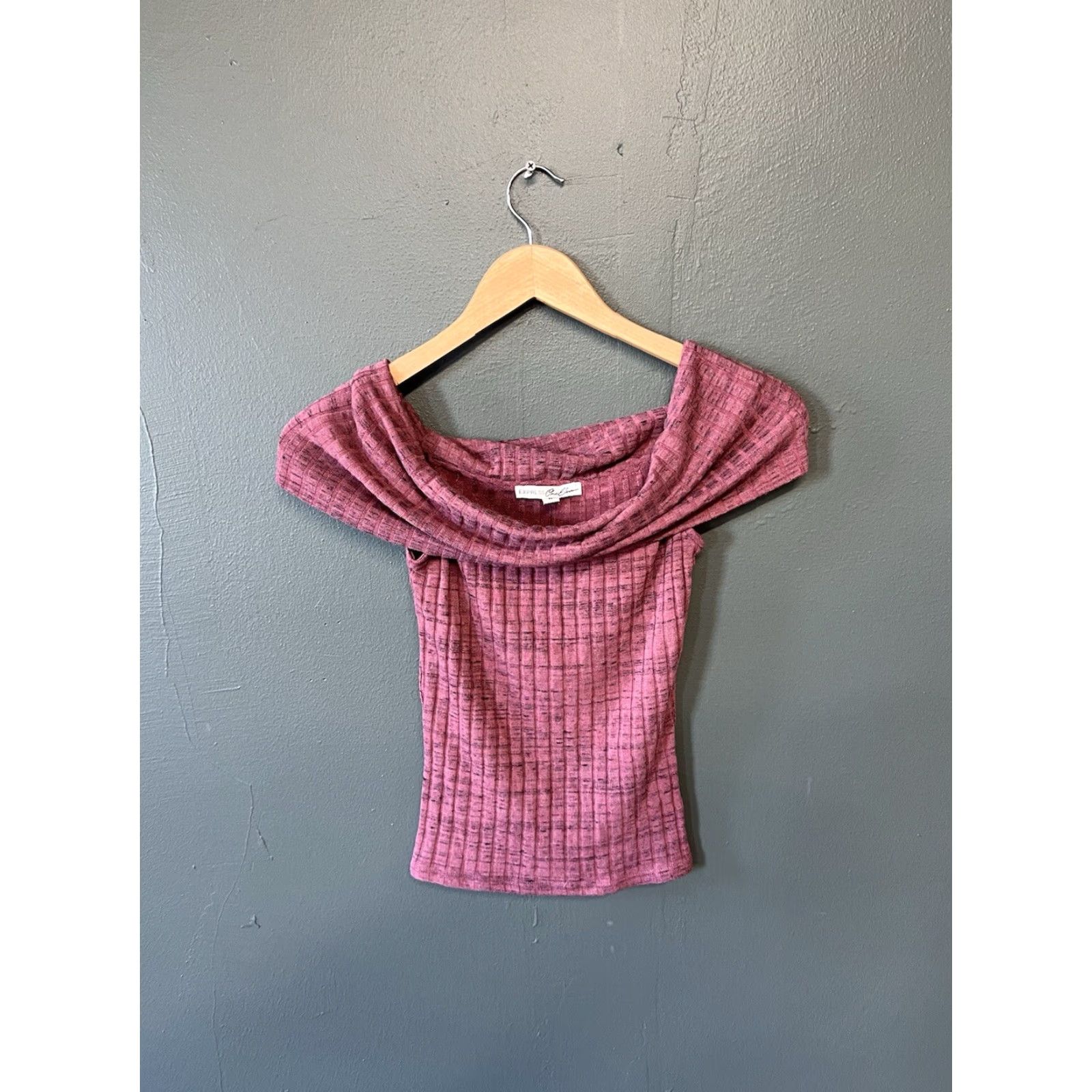 Express Express Womens Purple Knit Sleeveless Blouse XS Over the Shoulders Short Length | Solid Size XS / US 0-2 / IT 36-38 - 2 Thumbnail