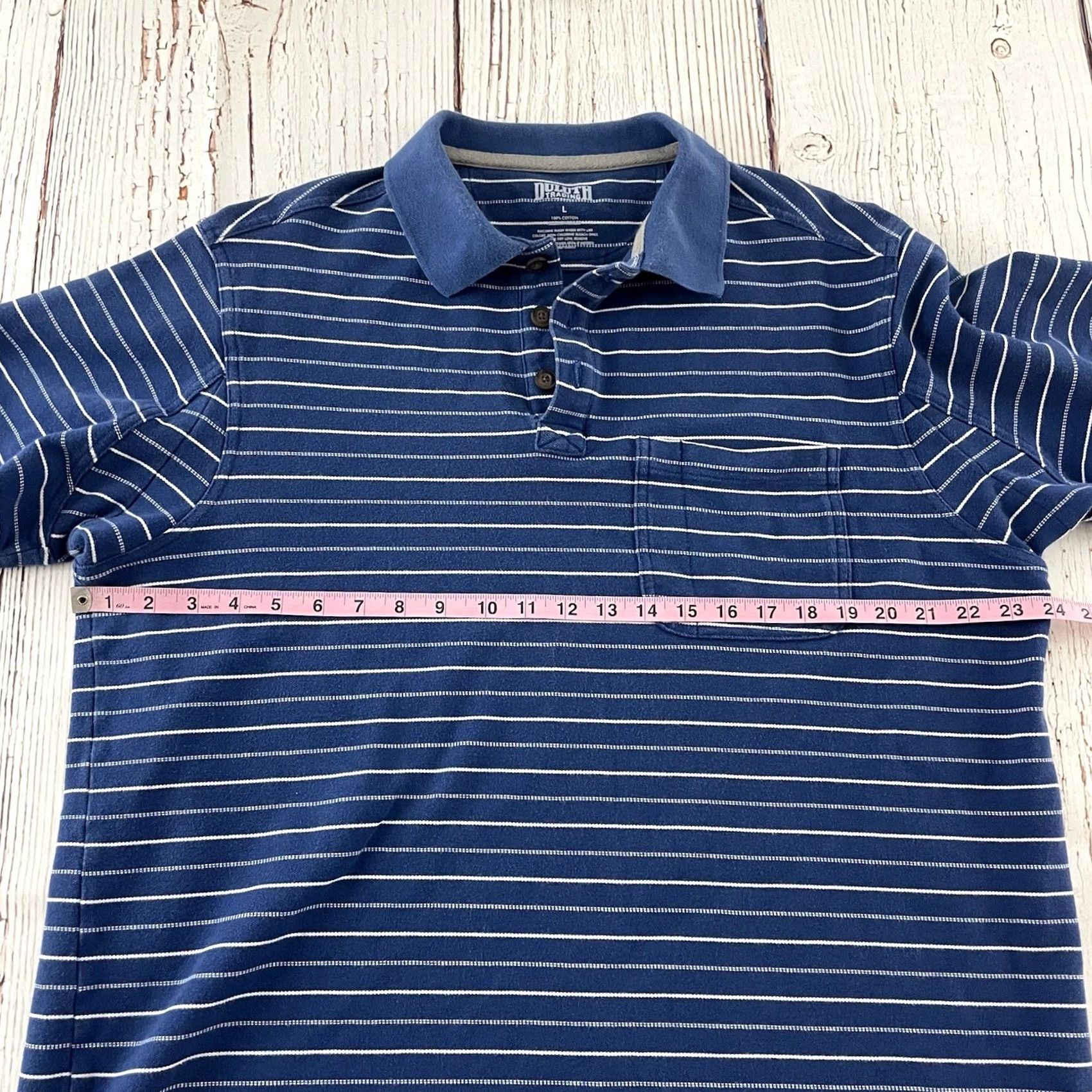 CO Duluth Short Sleeve Striped Button Front Polo Shirt Men's Large Blue Size US L / EU 52-54 / 3 - 3 Thumbnail