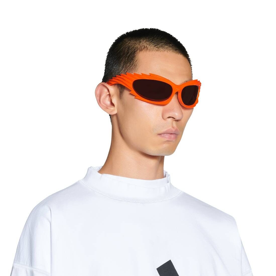 Balenciaga o1mt1gz0125 Size: OS / Spike Rectangle Sunglasses in Orange Size ONE SIZE - 6 Thumbnail