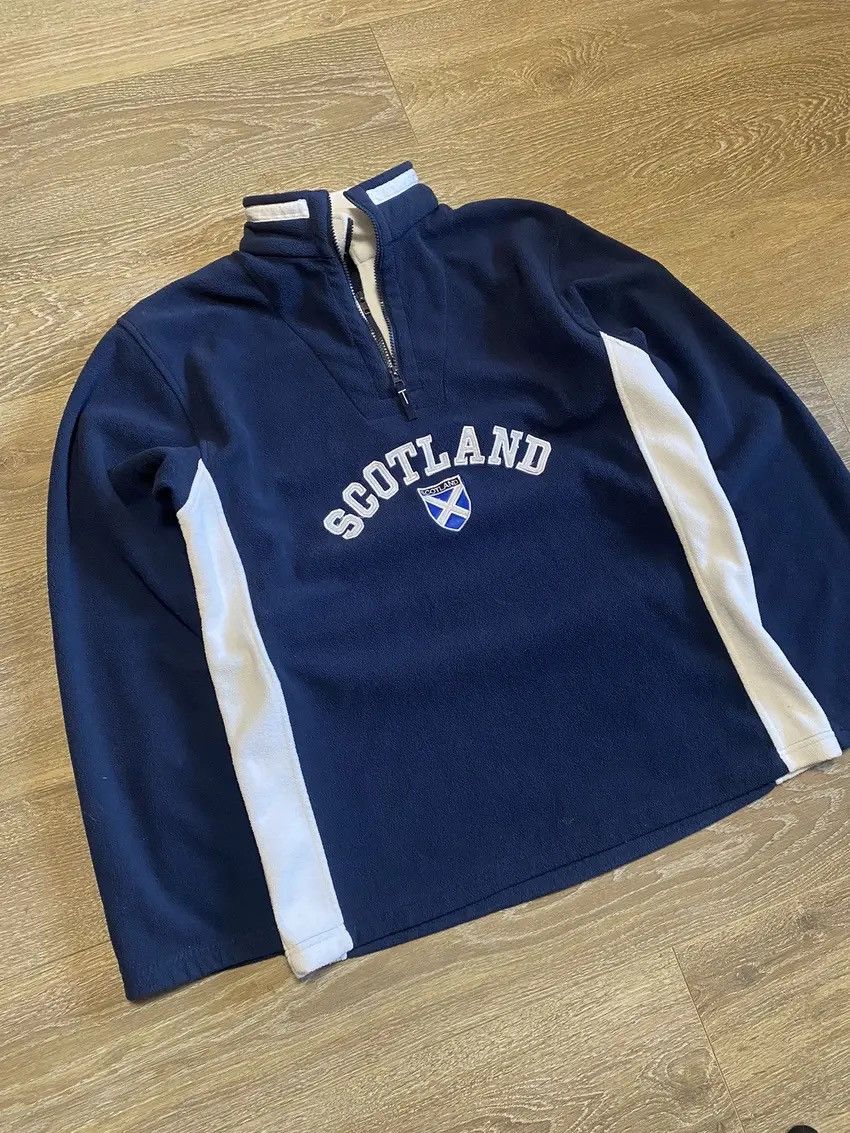 Japanese Brand × Vintage Vintage Scotland 1/4 Zip Navy Fleece Sweatshirt Size US L / EU 52-54 / 3 - 2 Thumbnail