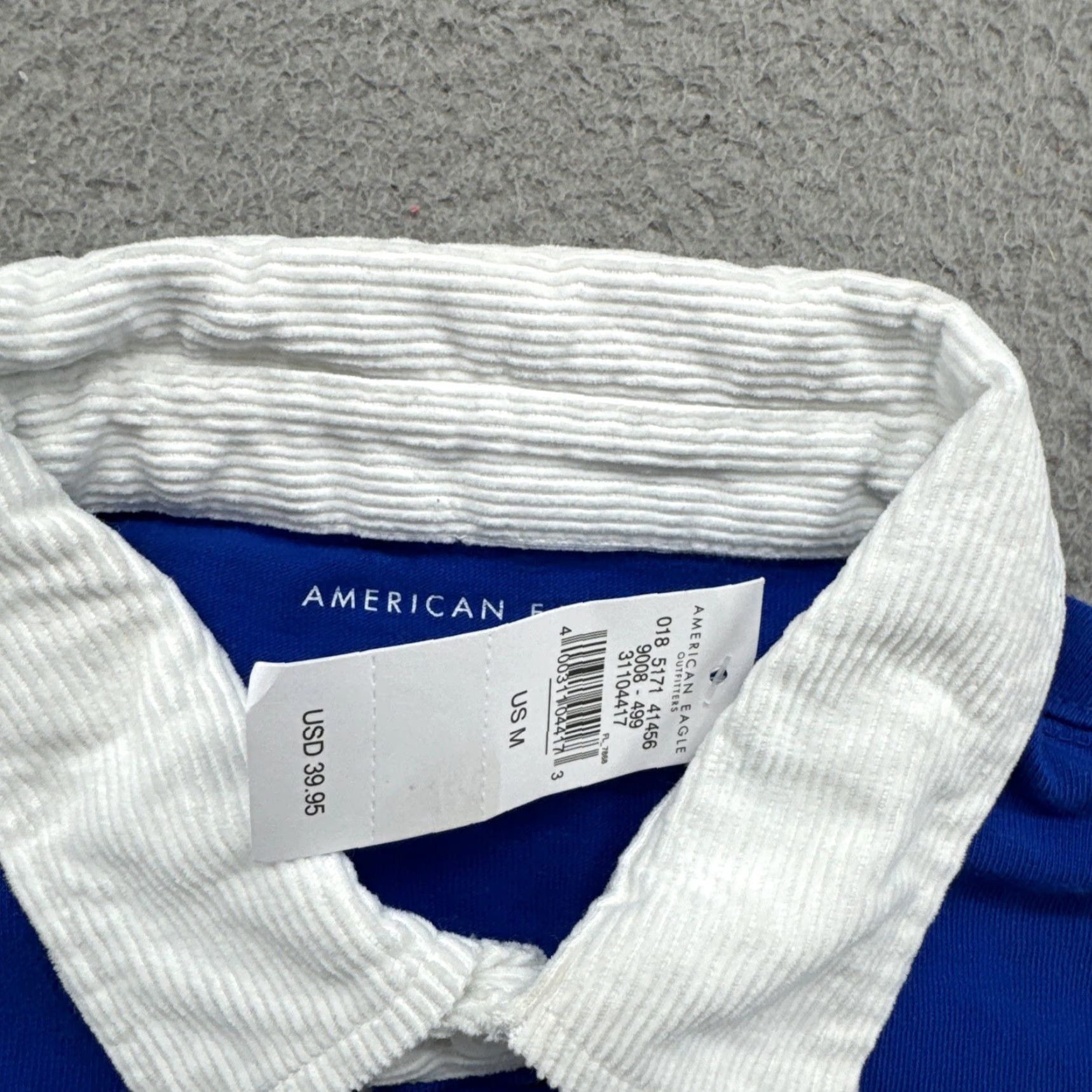 American Eagle Outfitters American Eagle Outfitters Polo Shirt Men Corduroy Neckline Rugby Long Sleeve Size M Blue New Size US M / EU 48-50 / 2 - 3 Thumbnail