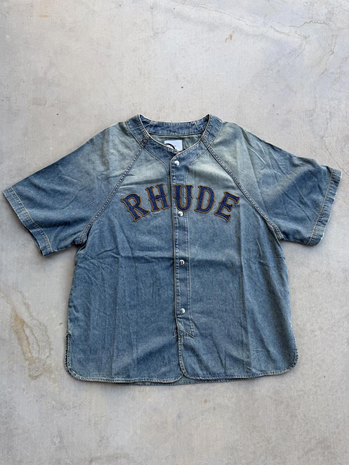 Rhude Rhude Baseball Denim Shirt Blue Men’s Large NWT Retail $908 Size US L / EU 52-54 / 3 - 1 Thumbnail