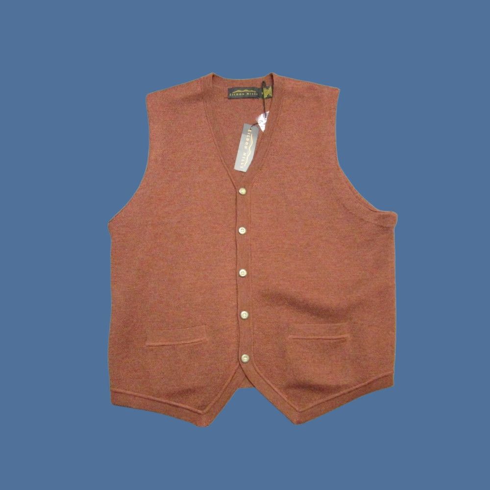 Vintage Eildon Hills Sweater Vest Mens Medium Orange Merino Wool V-Neck Pockets Button Front Waistcoat Casual Formal Party/Cocktail Fall Winter 2 pockets Size US M / EU 48-50 / 2 - 1 Thumbnail