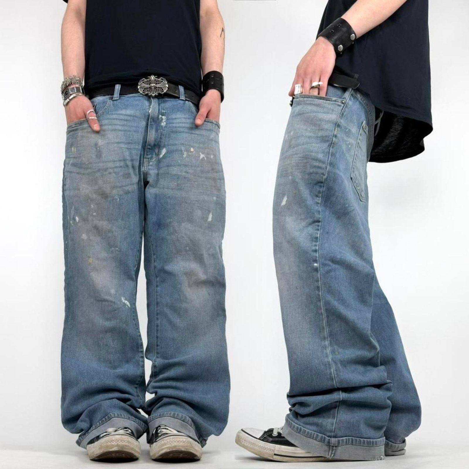 Vintage y2k baggy wide leg faded archive skater grunge jeans