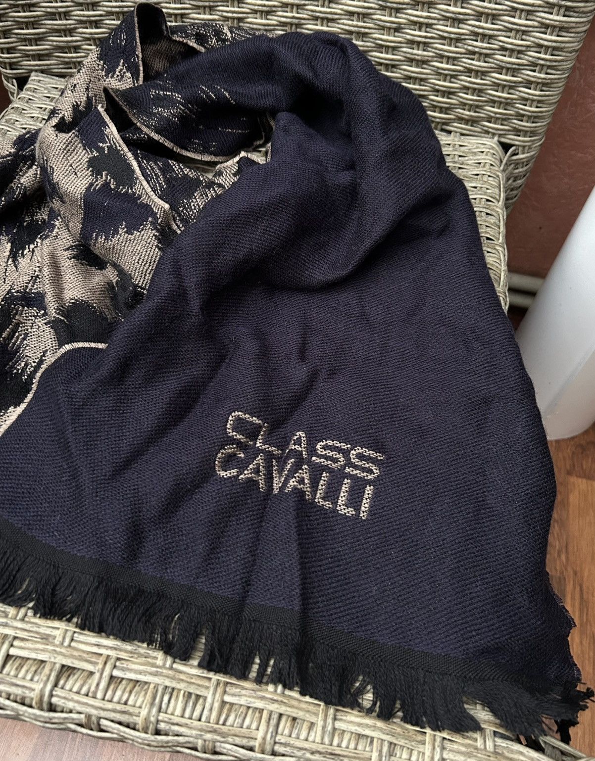 Cavalli Class × Roberto Cavalli × Vintage Class Roberto Cavalli Leopard Wool Scarf Made In Italy Size ONE SIZE - 4 Thumbnail