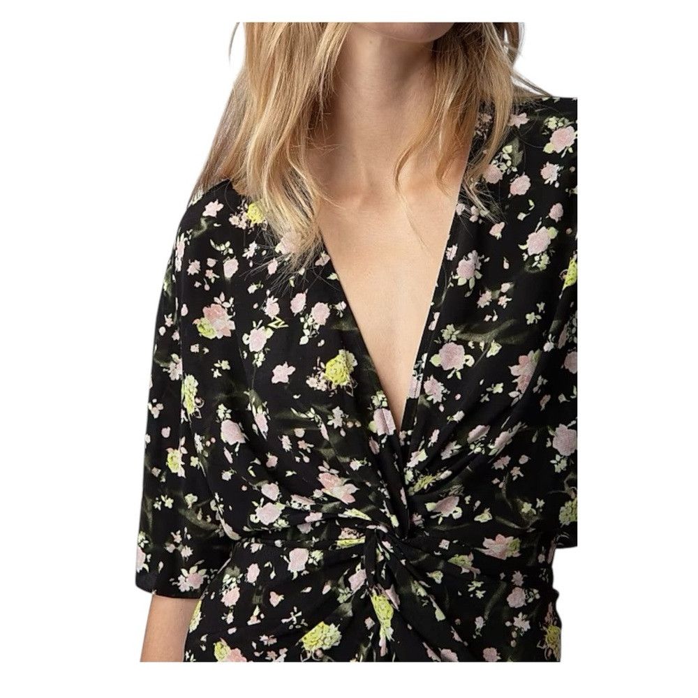 Zadig & Voltaire Zadig & Voltaire Rozom Soft Crinkle Roses Mini Dress NWT Sz Size S / US 4 / IT 40 - 3 Thumbnail