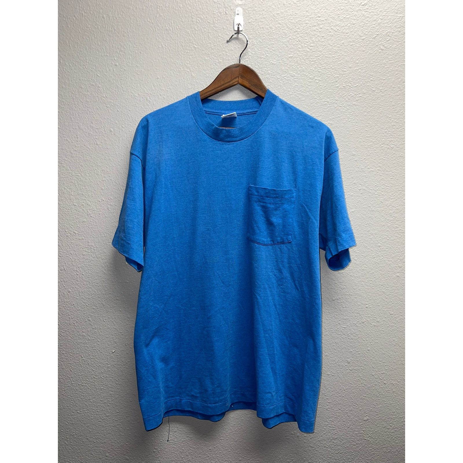 Vintage 90s Vintage BVD Premium Blue Blank Shirt Tee RIP Tear pit XL Size US XL / EU 56 / 4 - 1 Thumbnail