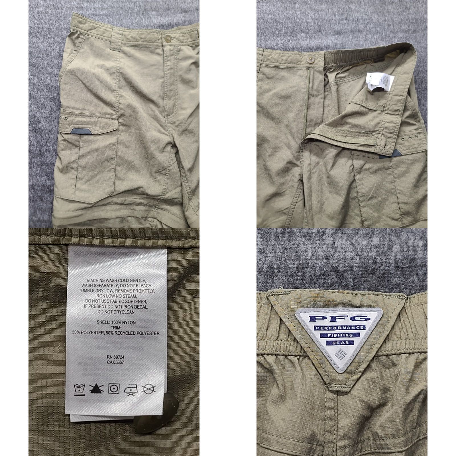 Vintage VINTAGE Columb ia PFG Cargo Pants Mens L Convertible Hiking Outdoors Fishing Beige Size US 33 - 8 Thumbnail