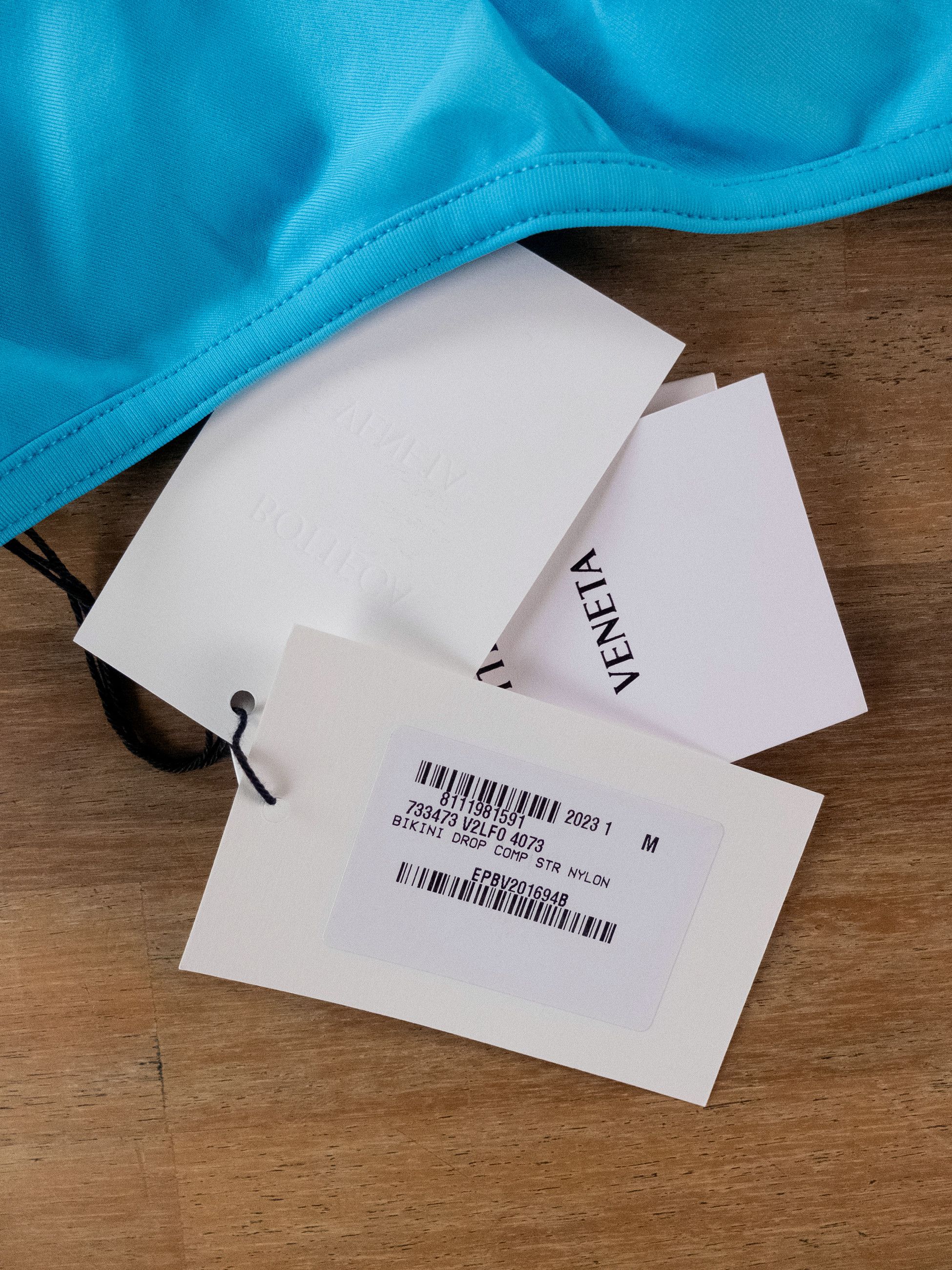 Bottega Veneta BOTTEGA VENETA blue two piece one shoulder bikini swimsuit M Size 28" / US 6 / IT 42 - 7 Thumbnail