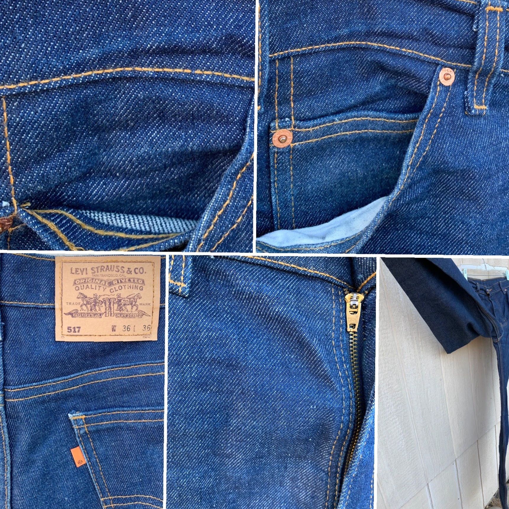 Levi's VINTAGE Levi's Jeans 517 Men Orange 36x37 1/2 W 38 L 37 1/2 5-Pocket USA Rise High 12+ Cotton Denim Jeans Size US 36 / EU 52 - 5 Thumbnail
