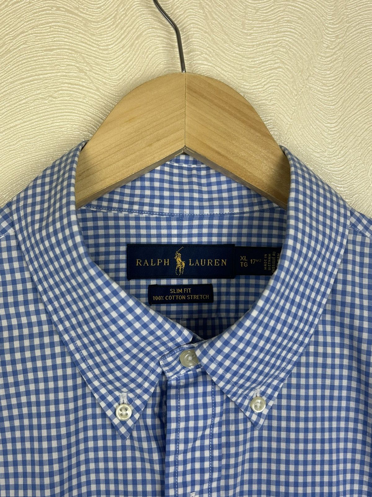 Polo Ralph Lauren Polo Ralph Lauren Blue Check Slim Fit Stretch Shirt Sz XL Size US XL / EU 56 / 4 - 5 Thumbnail