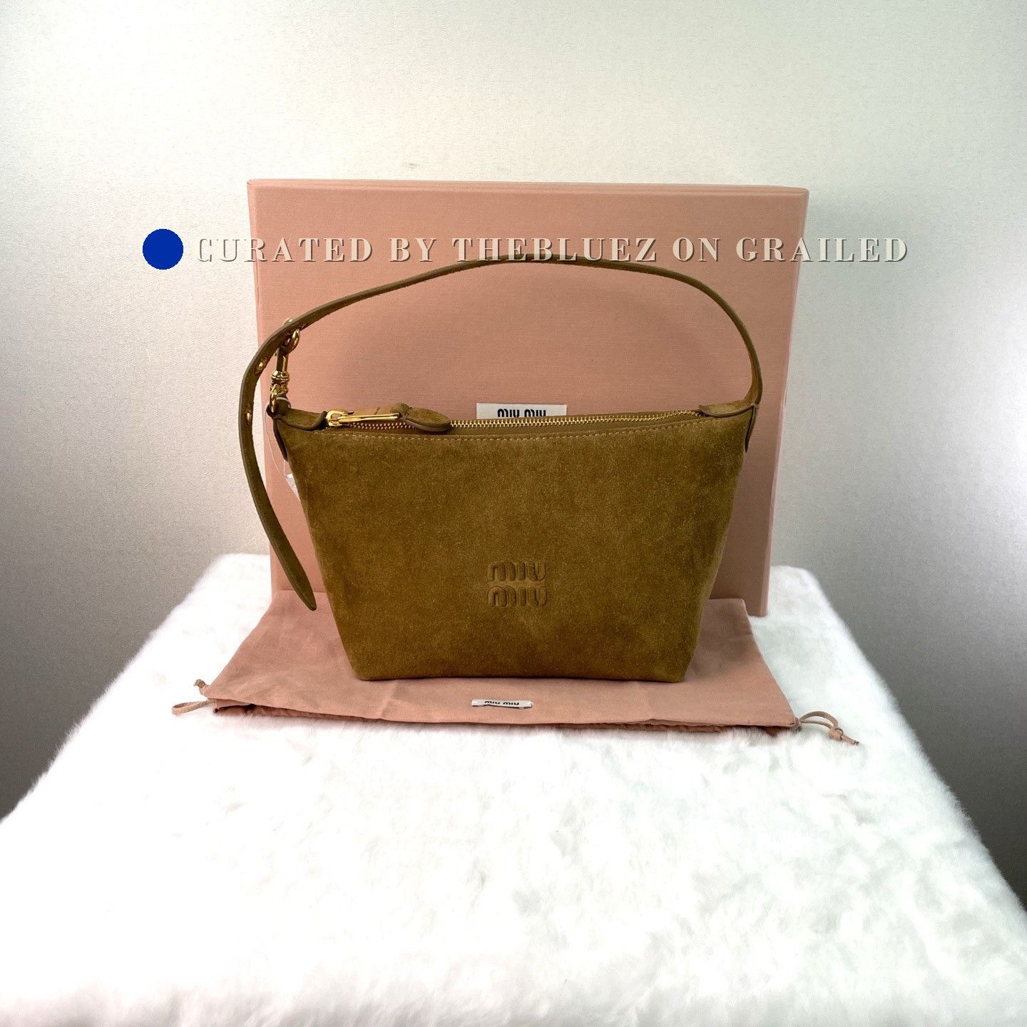 Miu Miu Miu Miu Olive Green Suede Mini Shoulder Bag Size ONE SIZE - 1 Thumbnail