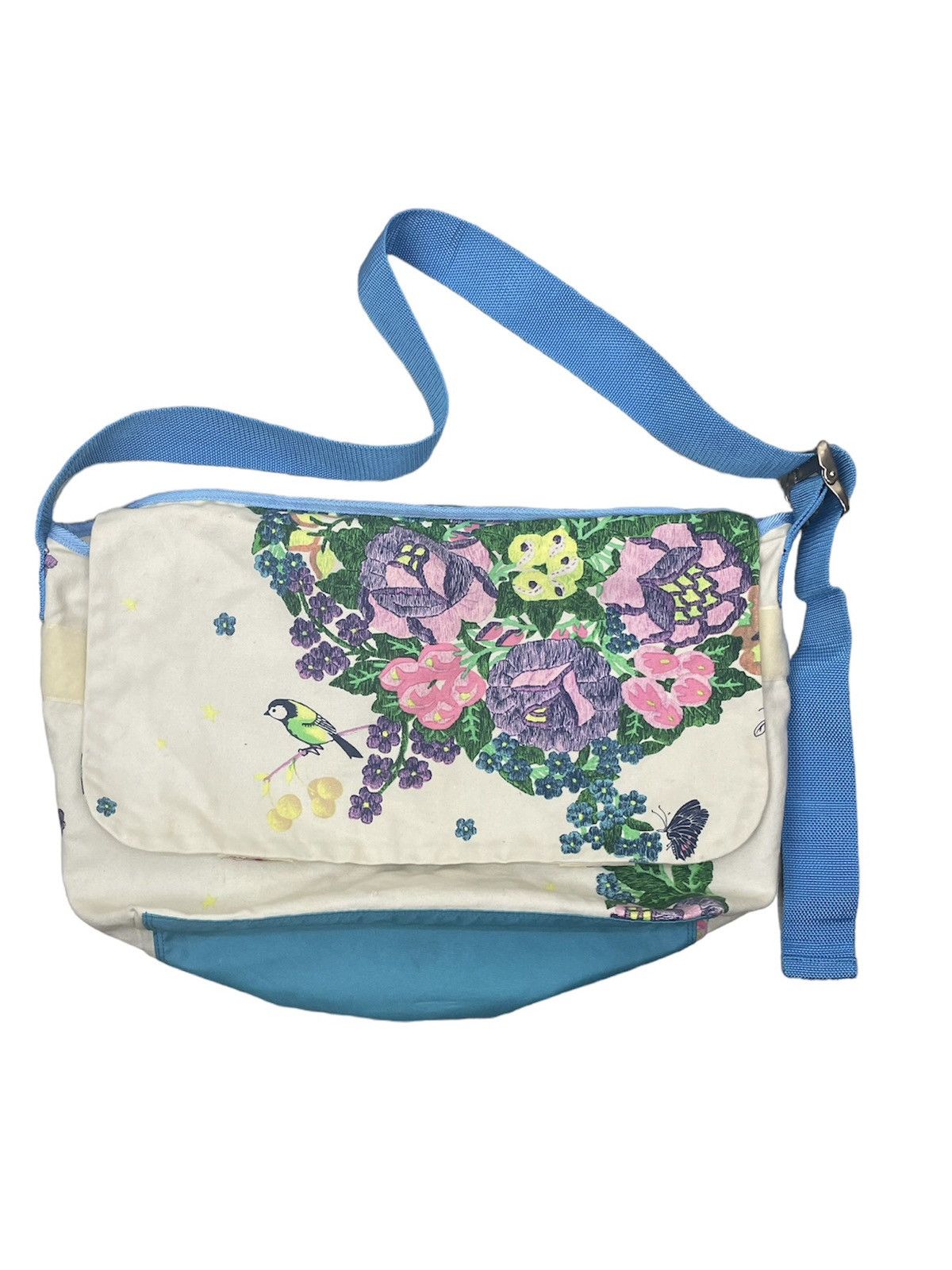 Japanese Brand Bohemians Japan Canvas 7 Art Bag | Bird Floral Ramie Cotton Size ONE SIZE - 1 Thumbnail
