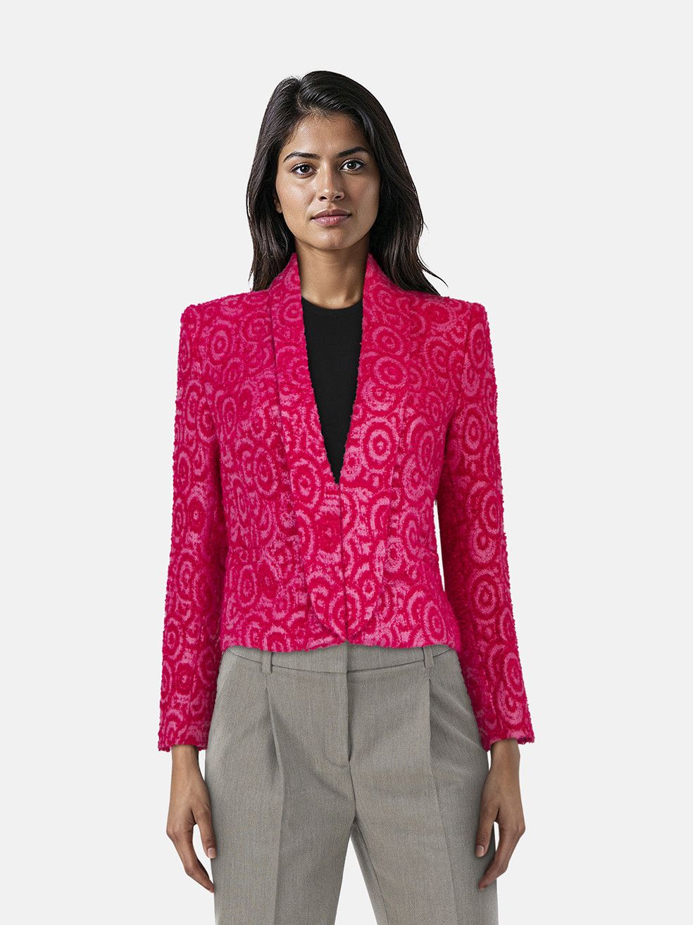 Alice + Olivia Pink Swirl Pattern Jacket Size L / US 10 / IT 46 - 1 Thumbnail