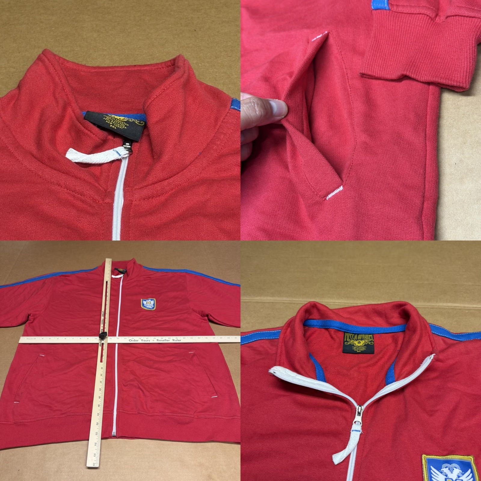 Vintage Mecca Apparel Jacket Mens 3XL Red Track Full Zip Crest Logo Stripe Athletic Size US XXL / EU 58 / 5 - 8 Thumbnail