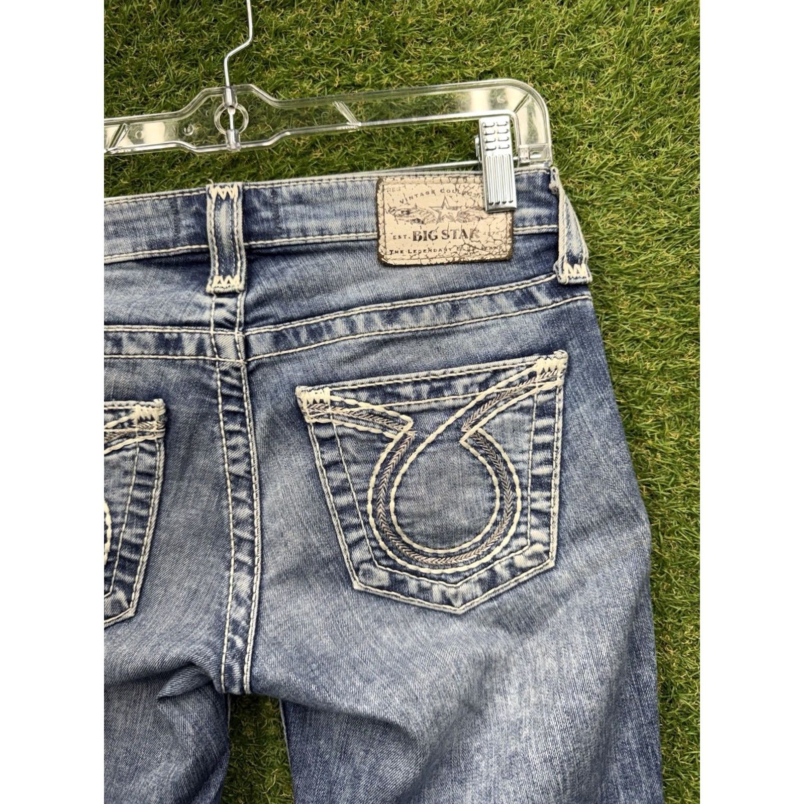 Vintage BIG STAR Liv Jeans Bootcut 25R Womens Blue Medium Wash Distressed Stretch 25x29 Jeans Women Bootcut Distressed Pockets Stars Vintage No N/A Size 42" / US 20 - 3 Thumbnail