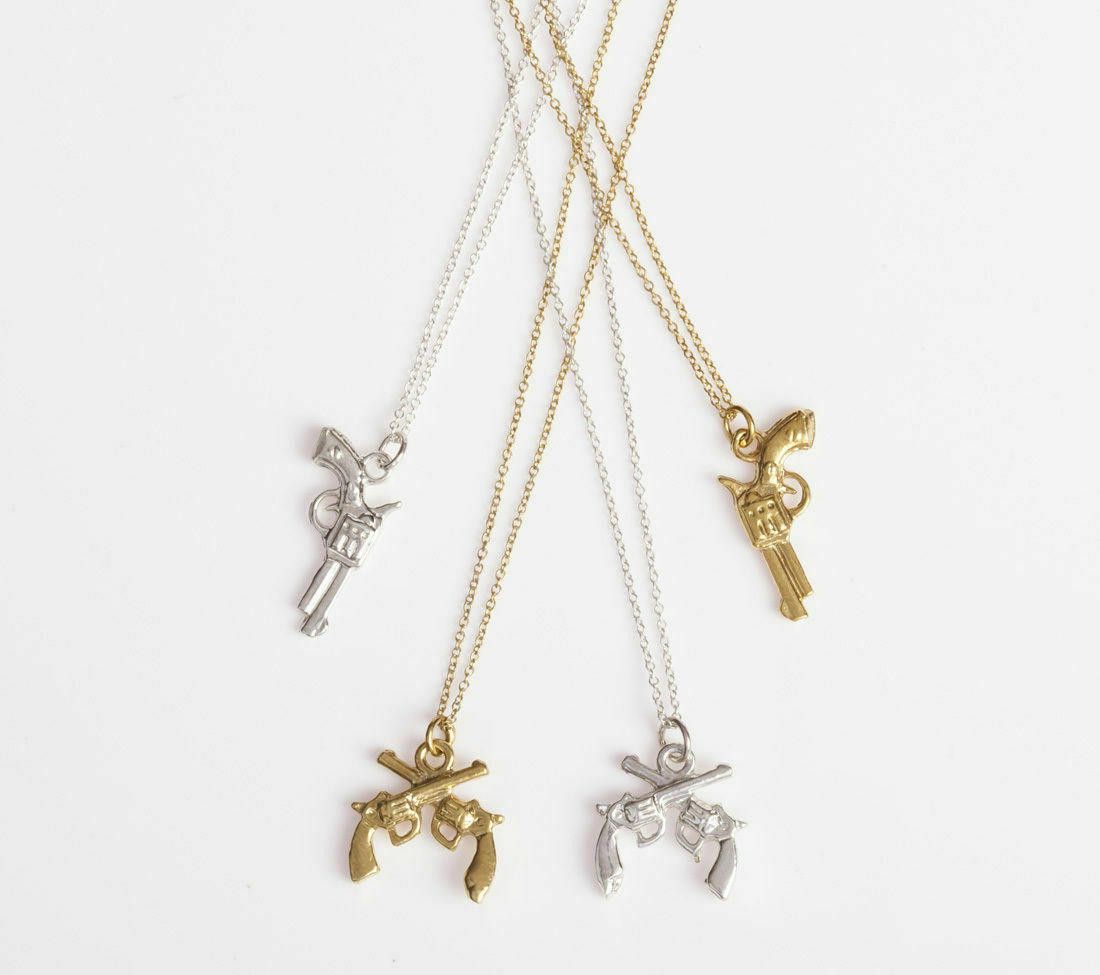 Designer Sterling Silver Double Gun Charm Necklace Alberto Juan Size ONE SIZE - 5 Thumbnail