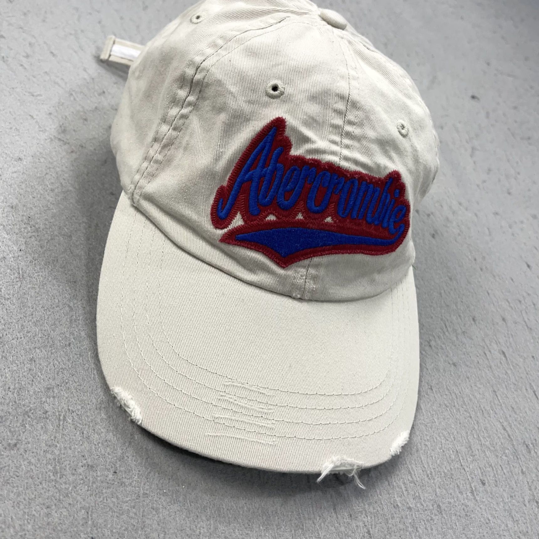 Abercrombie & Fitch VINTAGE Abercrombie & Fitch Hat Adult Beige Script Distressed Dad Cap 90s Y2K Size ONE SIZE - 3 Thumbnail