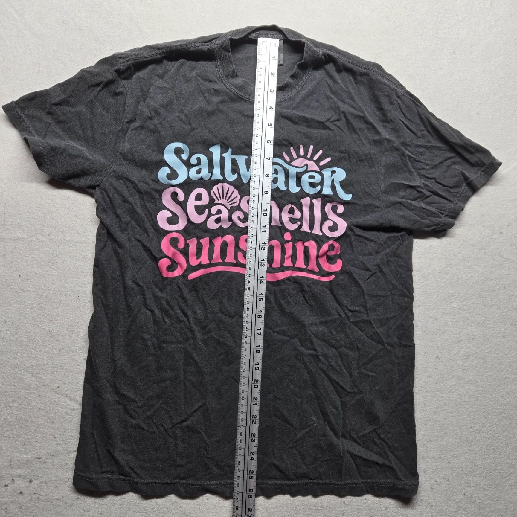 Vintage Sunshine Shirt Saltwater Seashells Graphic Tee Adult M Gray Floral Summer Beach Vacation Tee Shirt Mens Size US M / EU 48-50 / 2 - 5 Thumbnail