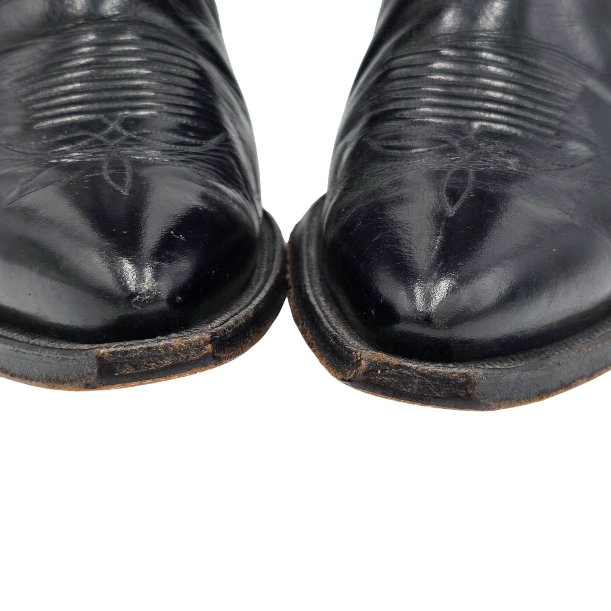 Justin Boots 1950s? Vintage Justin Boots Black Leather Men 10.5D Snip-toe Size US 10.5 / EU 43-44 - 12 Thumbnail