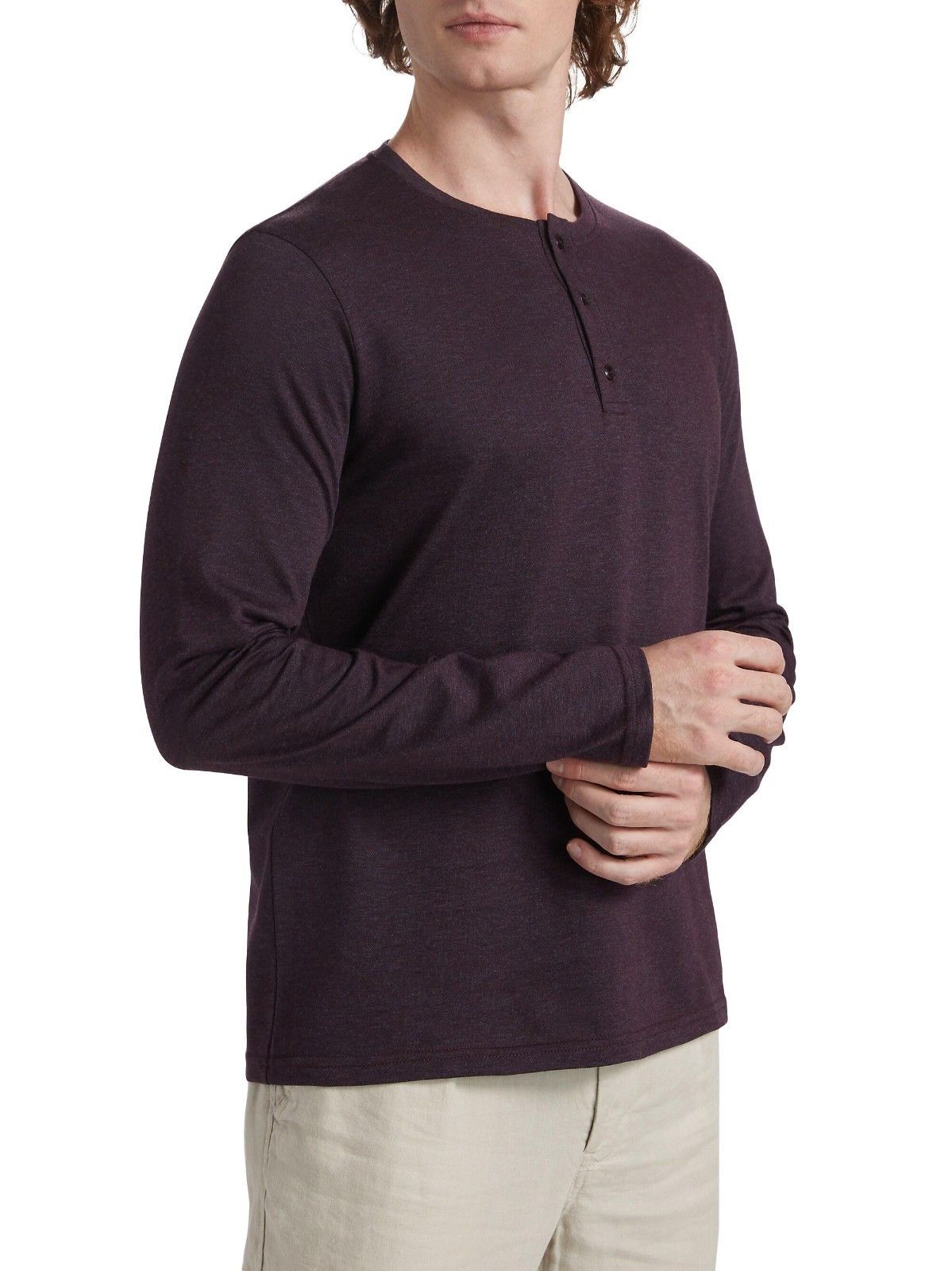 Vince VINCE 100% Cotton Long Sleeve Henley Tee Shirt Size US XL / EU 56 / 4 - 2 Thumbnail