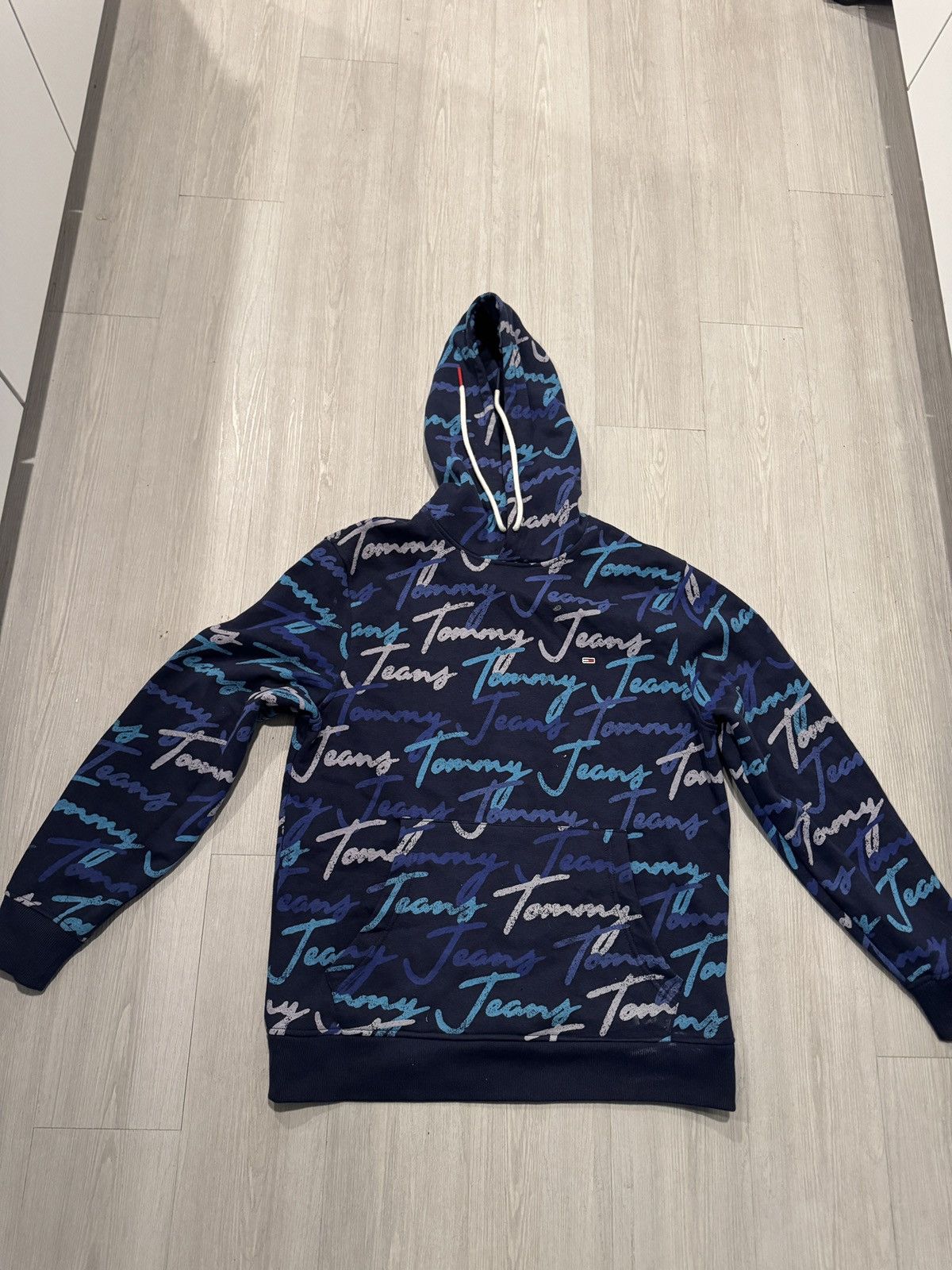 Tommy Hilfiger × Vintage Navy Multi Tommy Hilfiger Hoodie Size US M / EU 48-50 / 2 - 1 Thumbnail