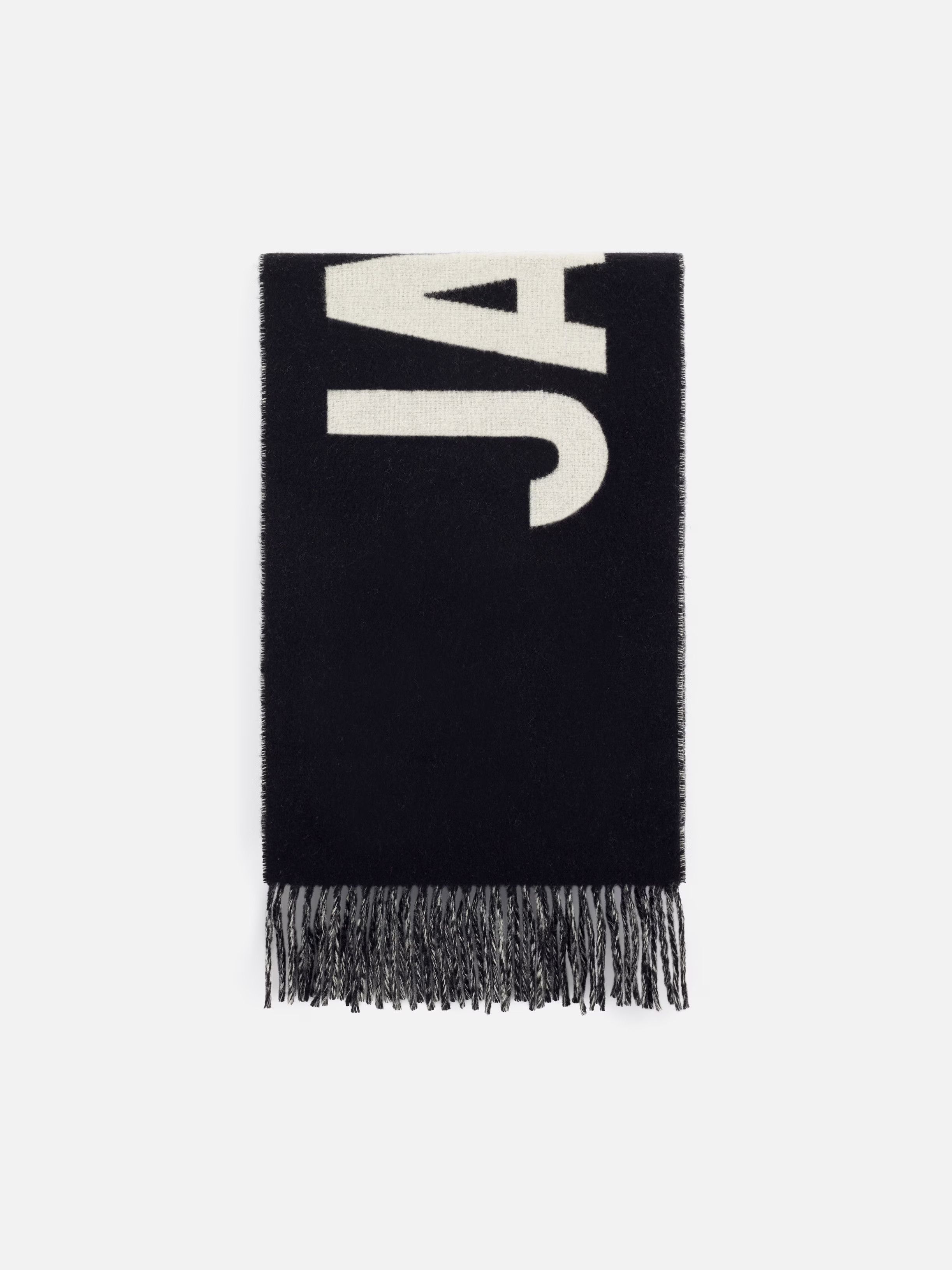 Jacquemus Contrast Iconic Logo Felted Wool Black Scarf FW25 Le Palmier Size ONE SIZE - 10 Thumbnail