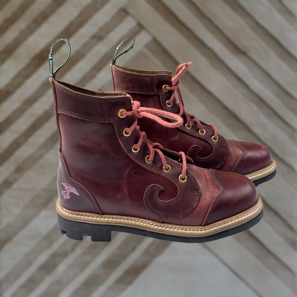 John Fluevog John Fluevog 7TH HEAVEN Angel Derby Swirl Burgundy Leather Ankle boots Women’s 8 Size US 8 / IT 38 - 1 Thumbnail