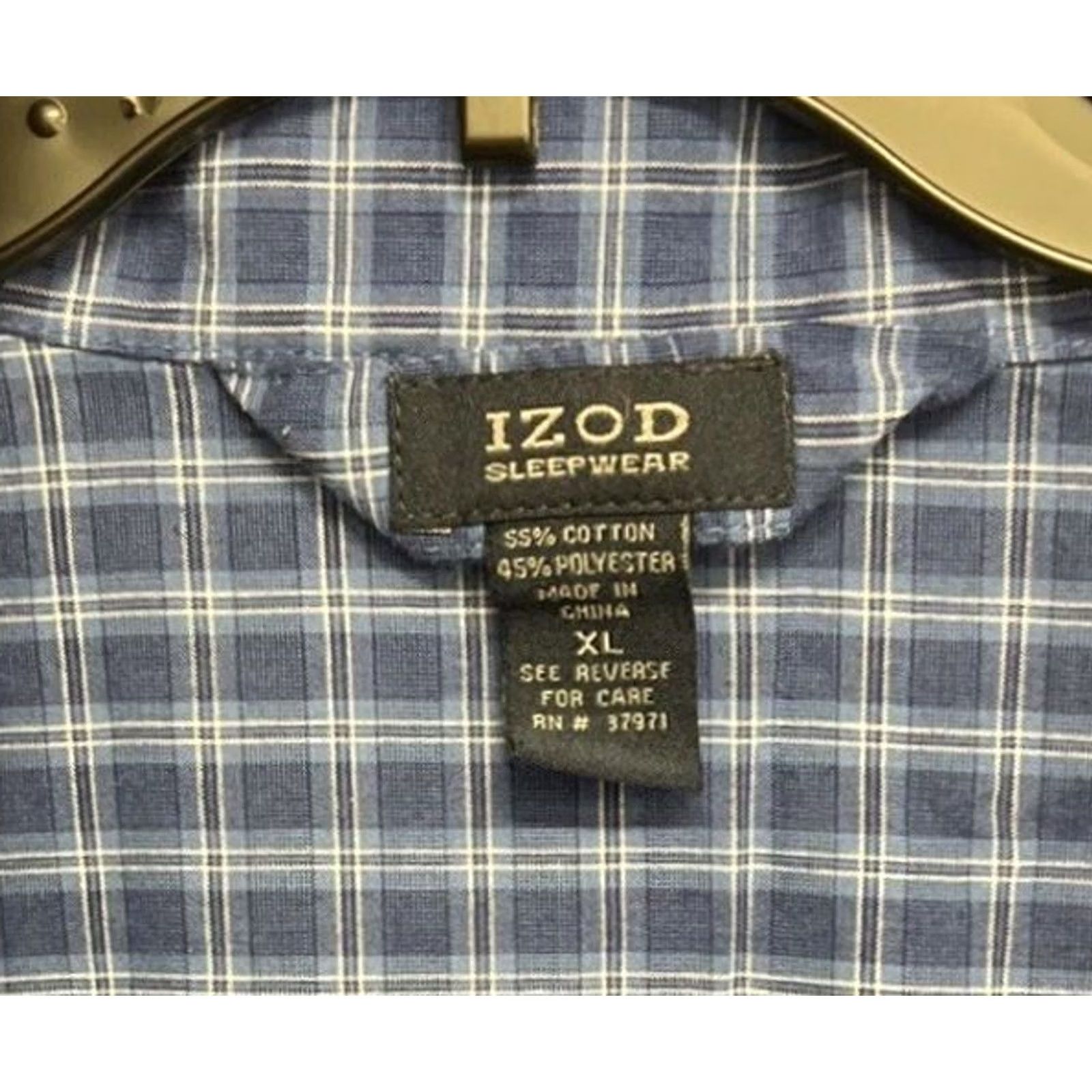 Izod IZOD Men's Pajama Set XL Blue Plaid Button Front Top Lounge Pants Sleepwear Size US XL / EU 56 / 4 - 4 Thumbnail