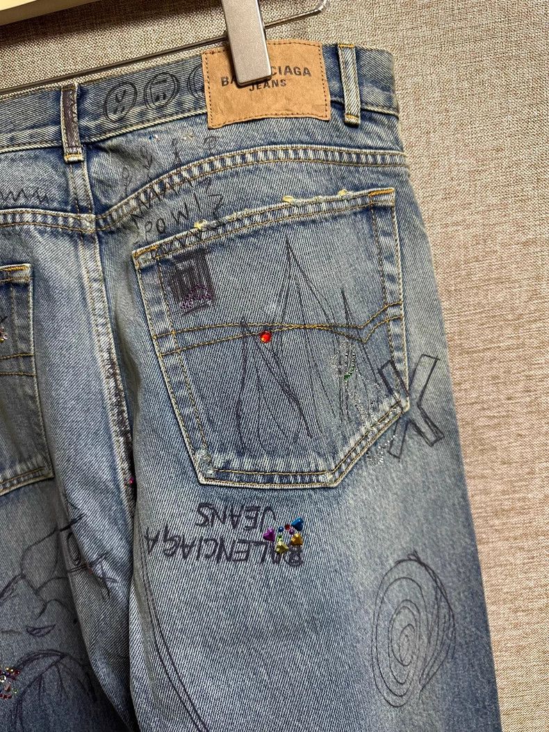 Balenciaga Balenciaga size XS Hot drilling hand-painted graffiti hole Size US 27 - 7 Thumbnail
