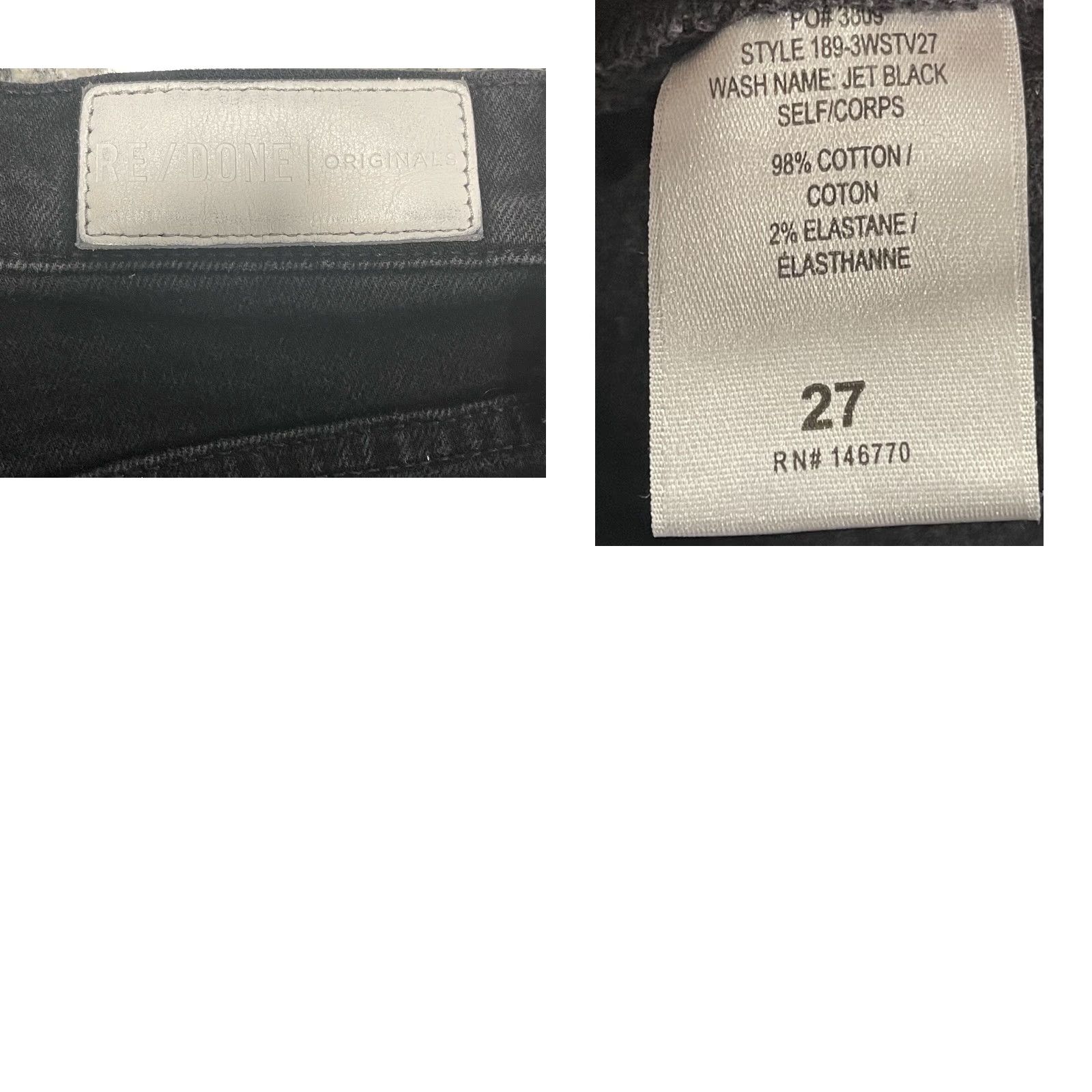 RE/DONE RE/DONE Originals Cotton Skinny Jeans Black Hemless Bottom High Waist Sz 27 Size 27" / US 4 / IT 40 - 8 Thumbnail