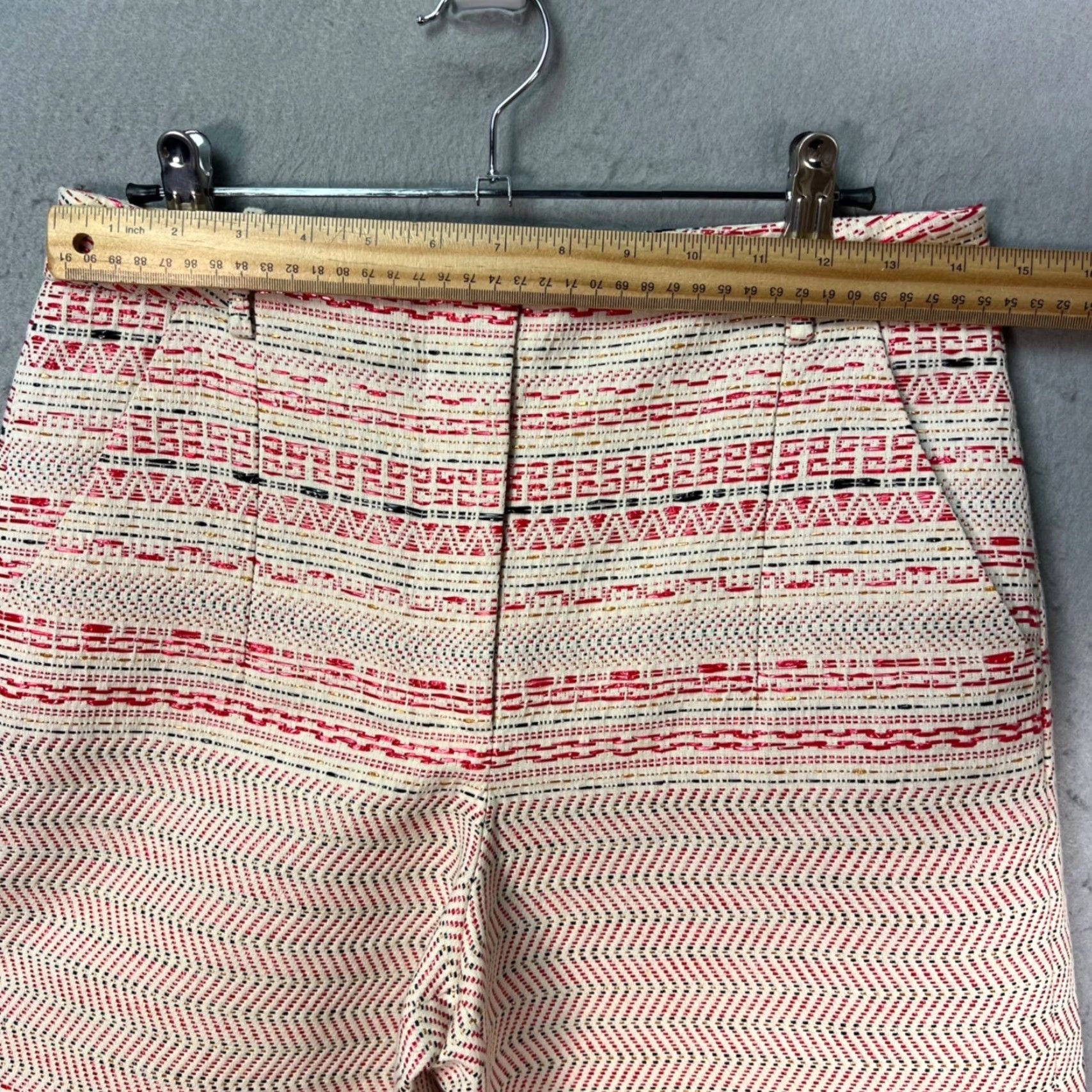 Vintage Miahatami Womens 42 Red & White Woven High-Waist Culottes Cotton Blend Pants Wide-Leg Cropped Adult Women Size 42 Summer Spring Mens Womens Girls Size 28" / US 6 / IT 42 - 7 Thumbnail