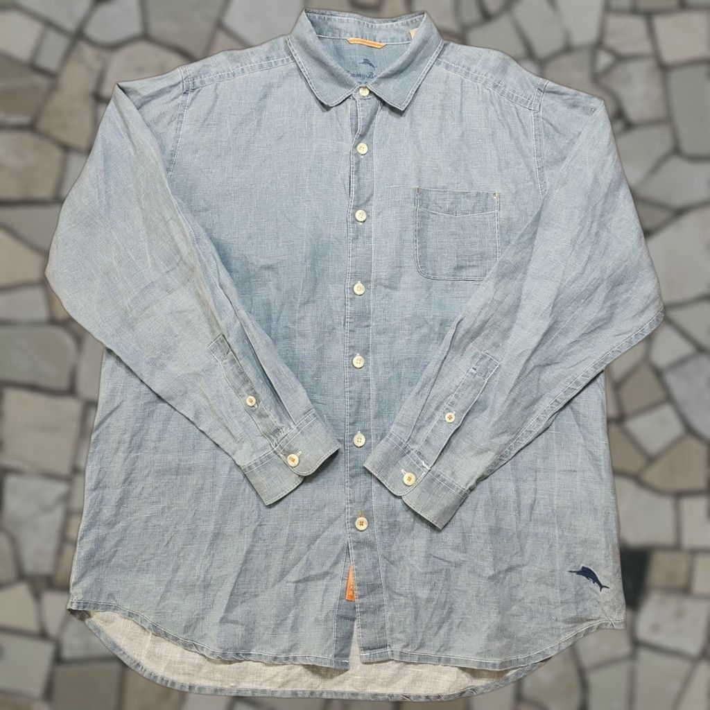 Tommy Bahama Tommy Bahama Relax Shirt Long Sleeve Blue 100% Linen Woven Mens Large Size US L / EU 52-54 / 3 - 1 Thumbnail