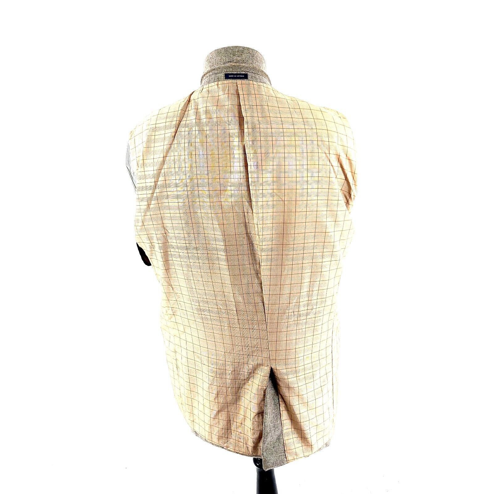 Stafford DAMAGED Stafford Linen Cotton 2 Button Blazer 44L Tan Birdse Size 44L - 13 Thumbnail